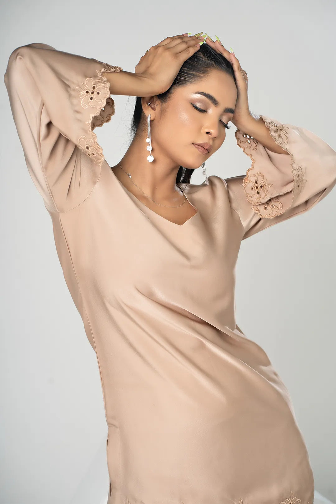 Embroidered Co-Ord Set (Beige)