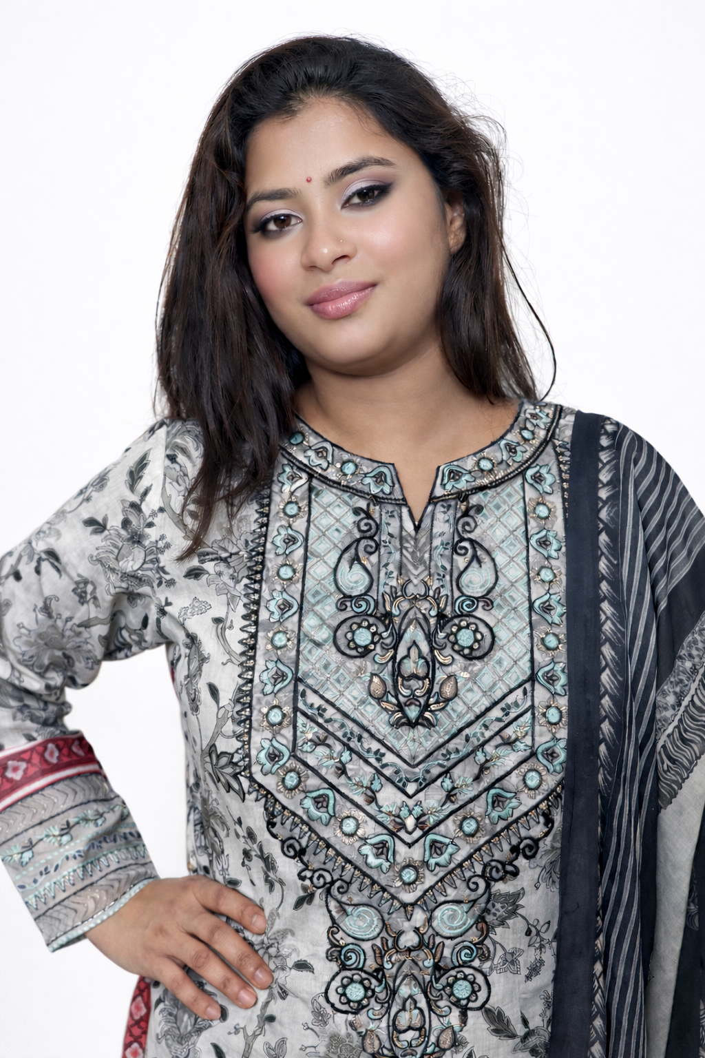 Embroidered Lawn 3-Piece Suit with Lawn Dupatta