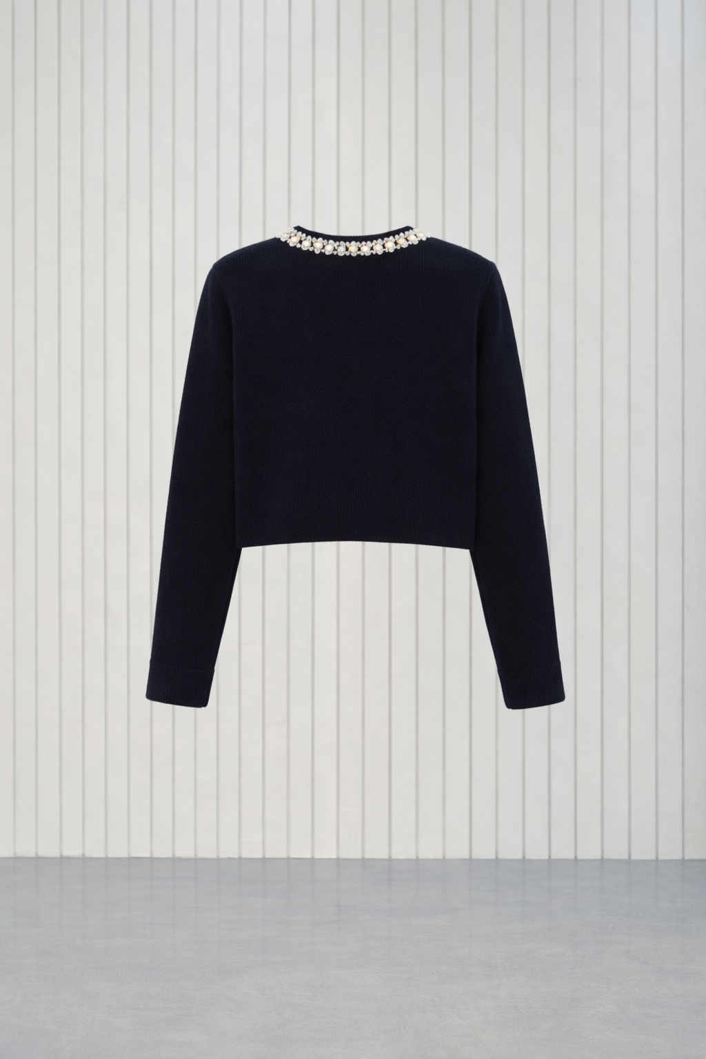 Pearl Embellished Knit Cropped Jacket