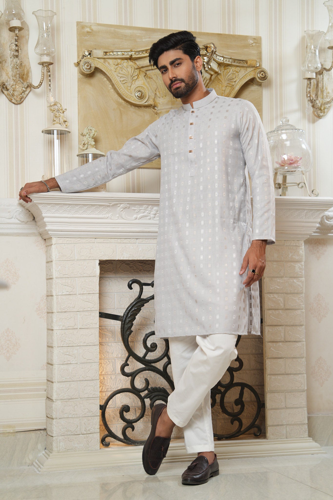 Slim Fit Cotton Semi-Formal Panjabi