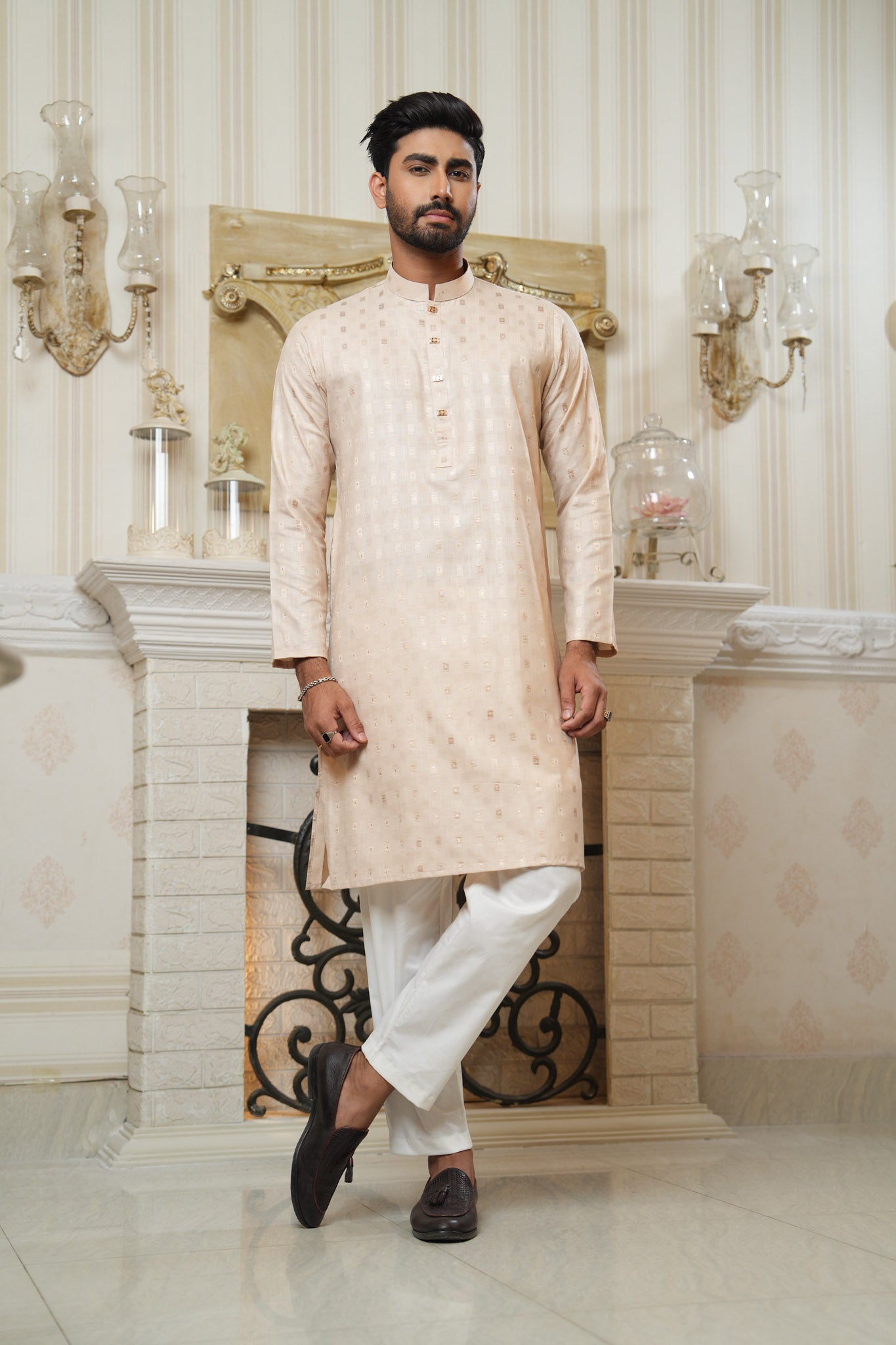 Slim Fit Cotton Semi-Formal Panjabi