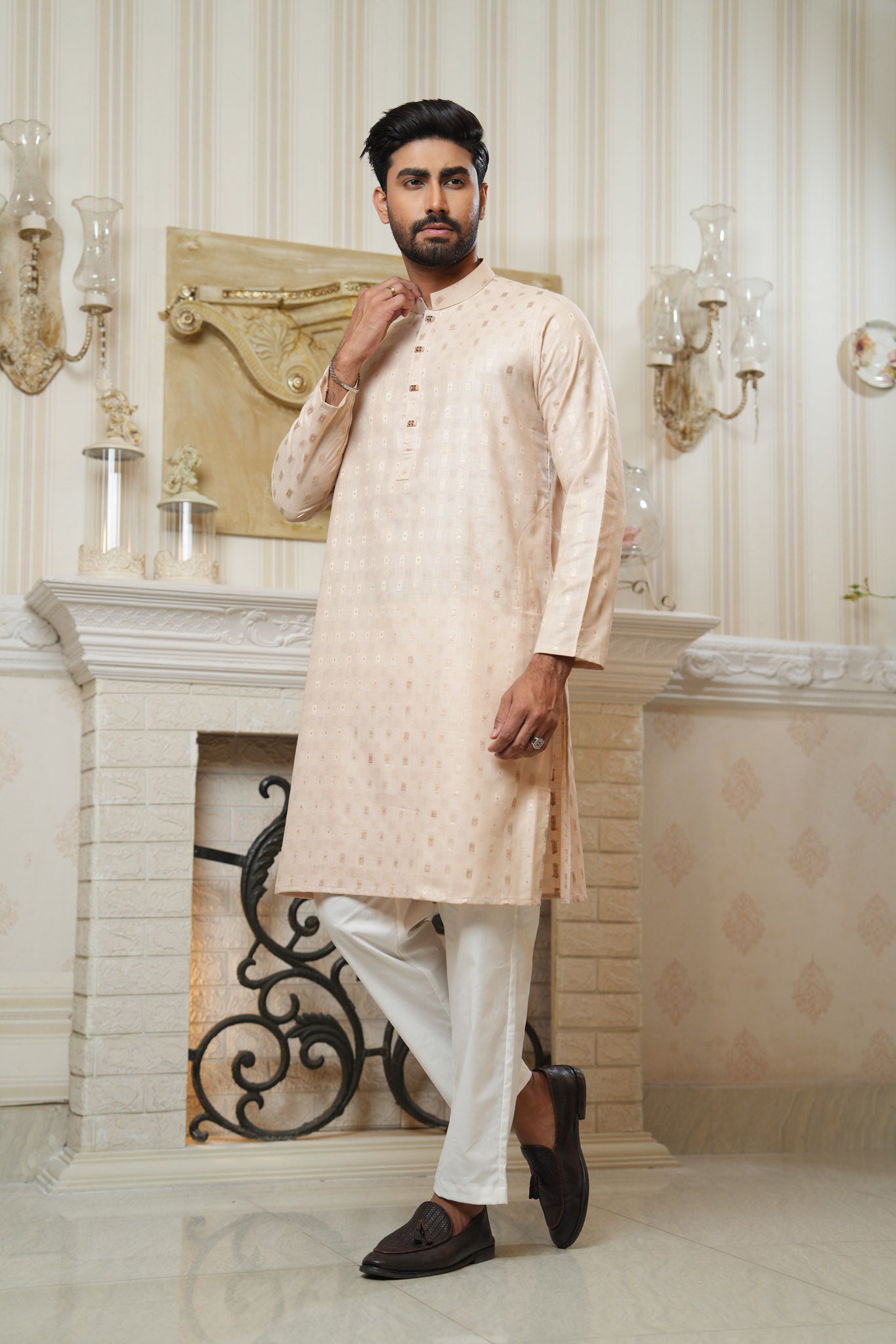 Slim Fit Cotton Semi-Formal Panjabi