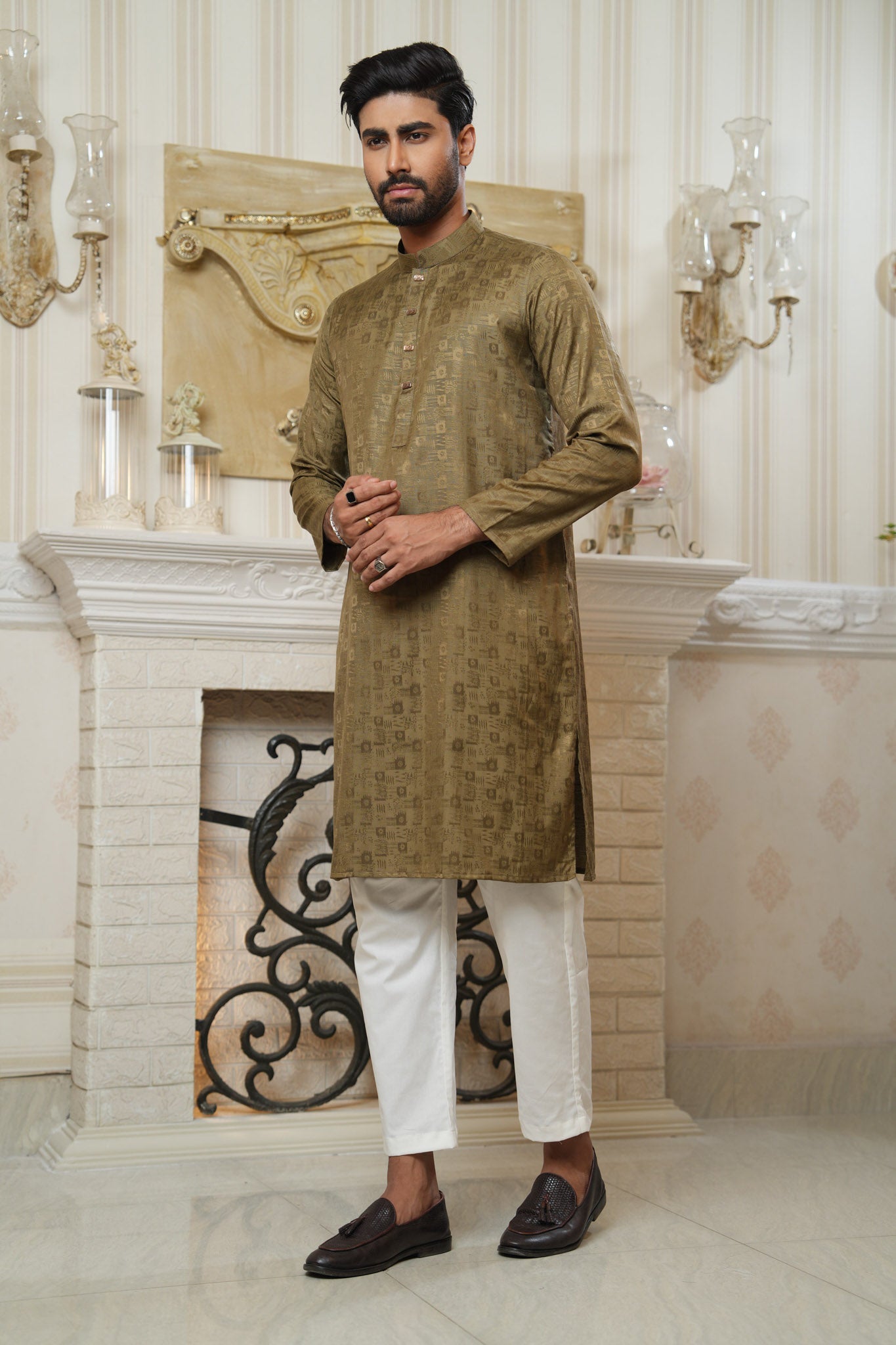 Slim Fit Cotton Semi-Formal Panjabi