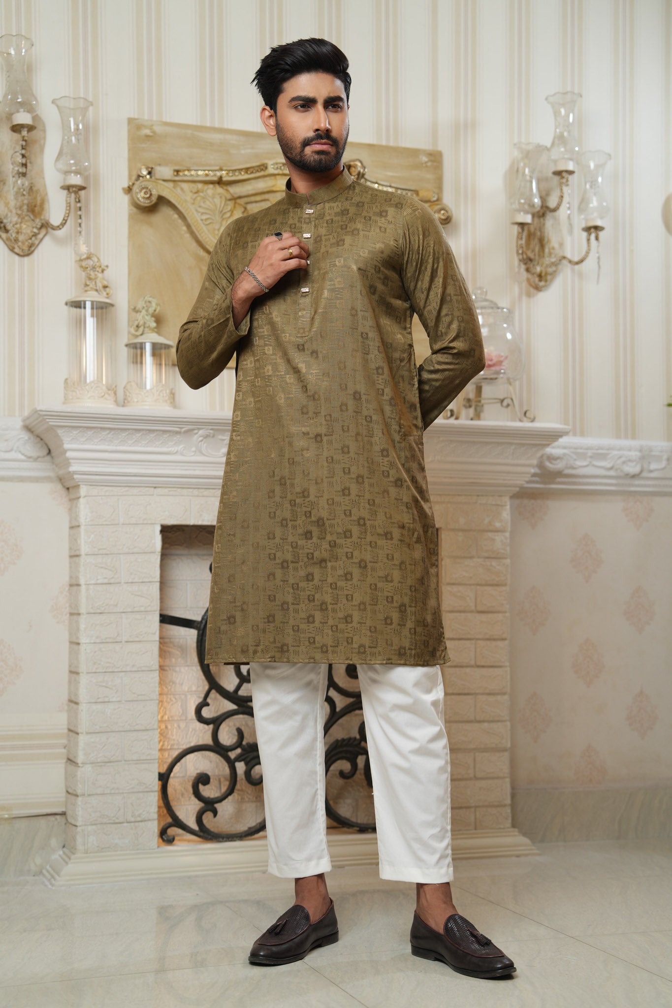 Slim Fit Cotton Semi-Formal Panjabi