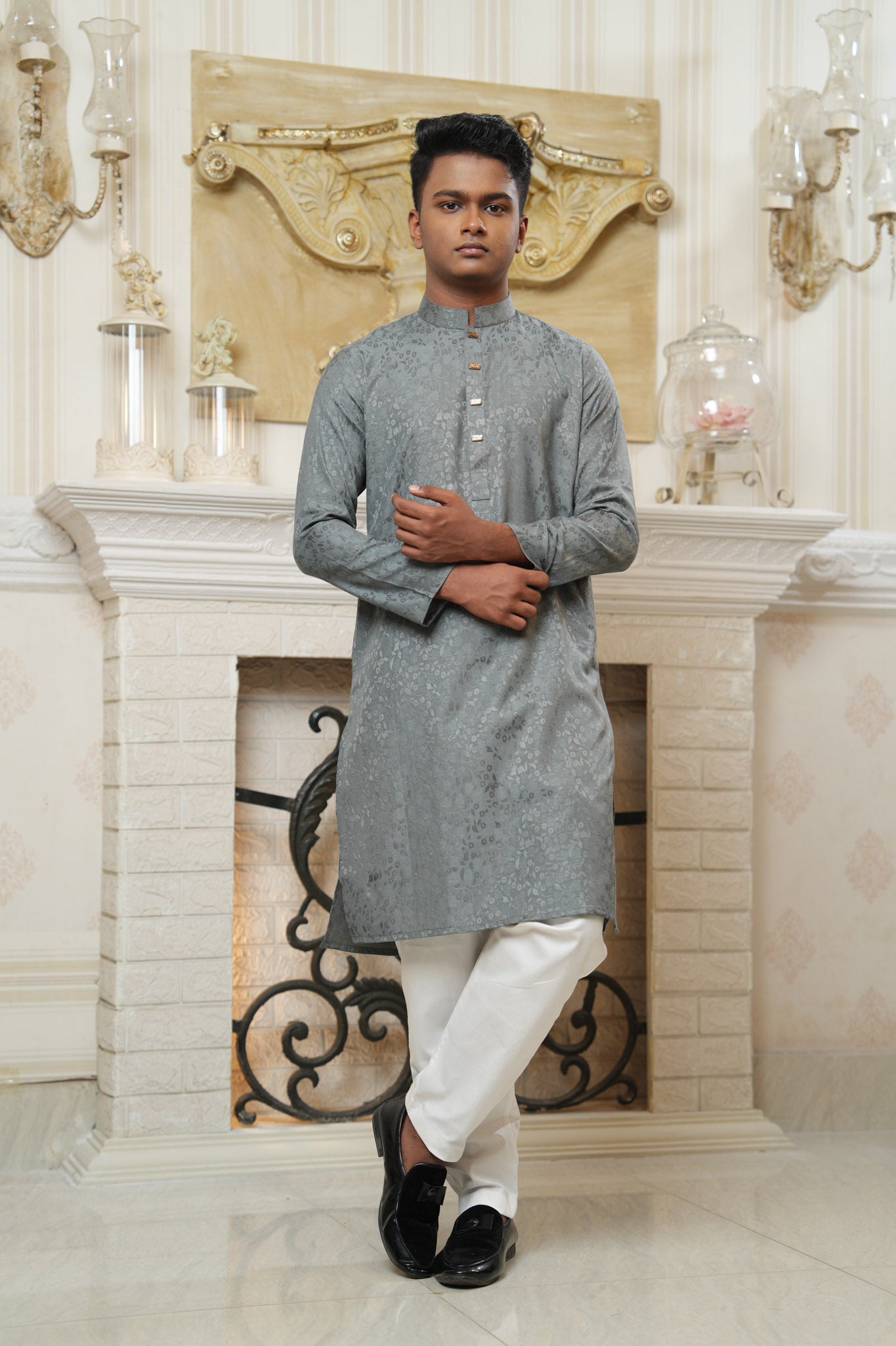 Regular Fit Cotton Semi-Formal Panjabi