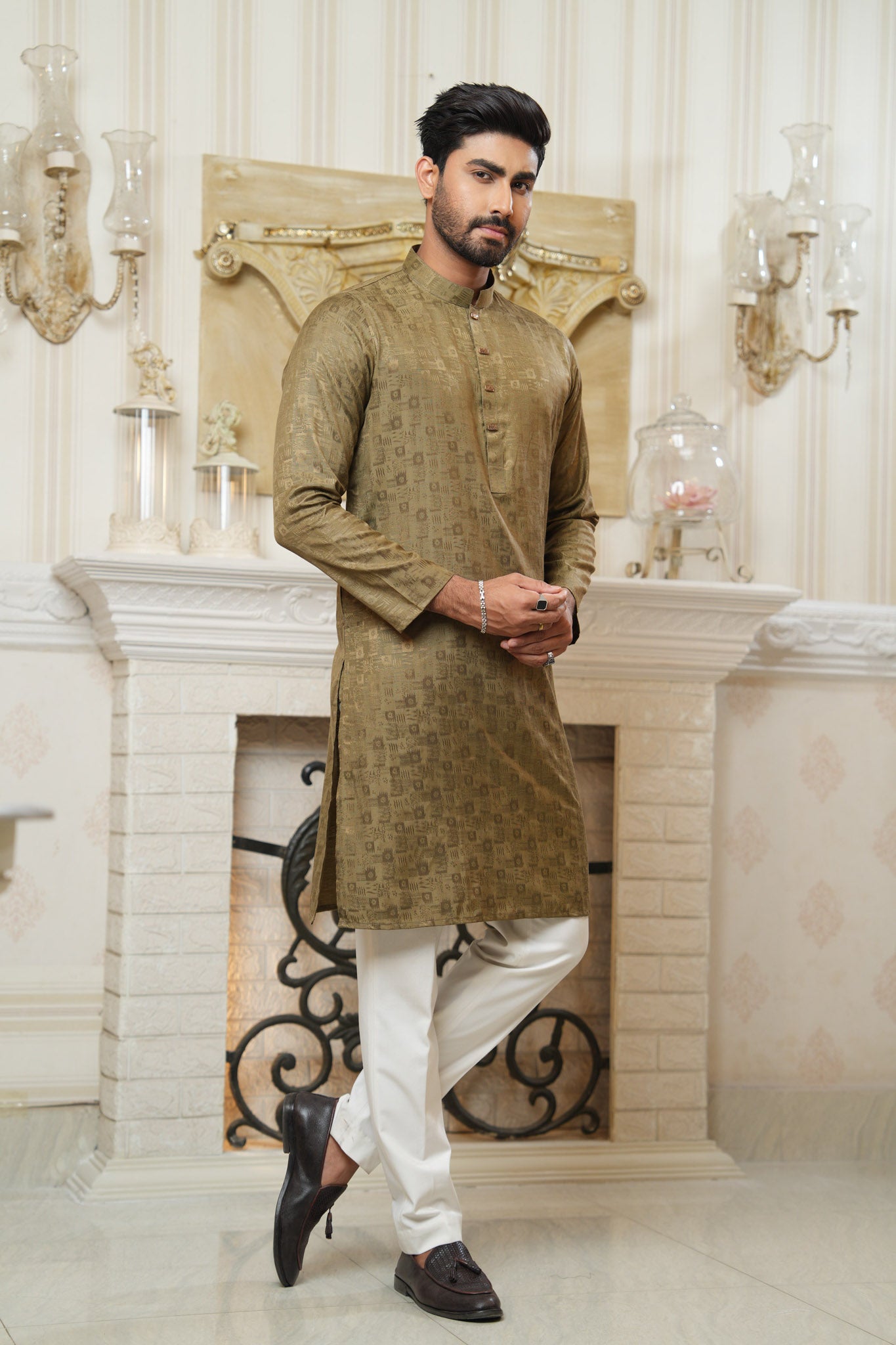 Regular Fit Cotton Semi-Formal Panjabi