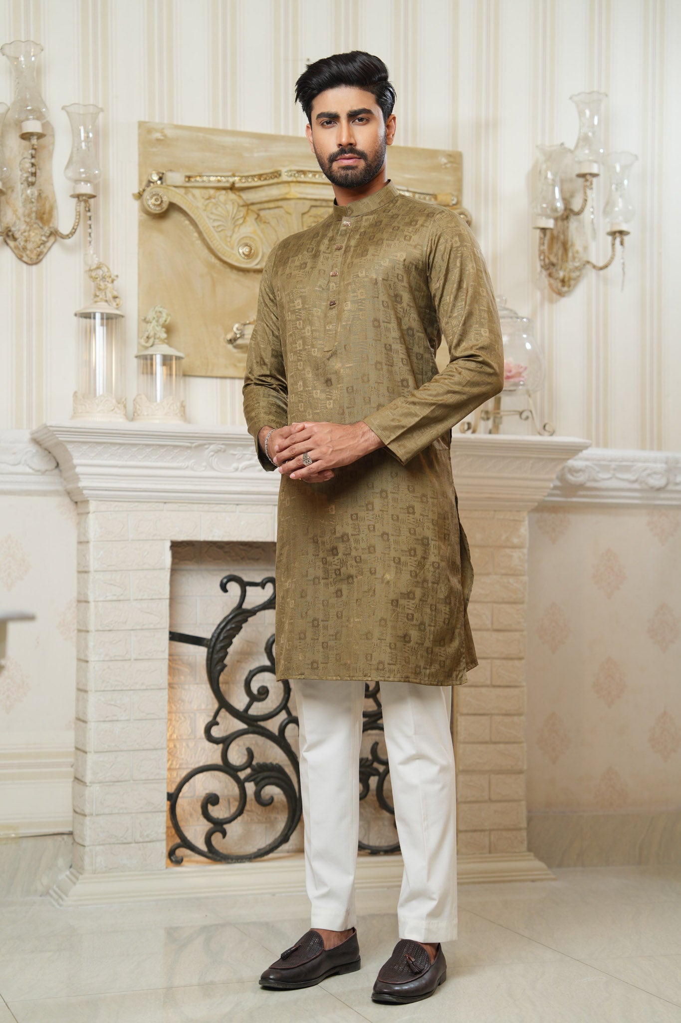 Regular Fit Cotton Semi-Formal Panjabi