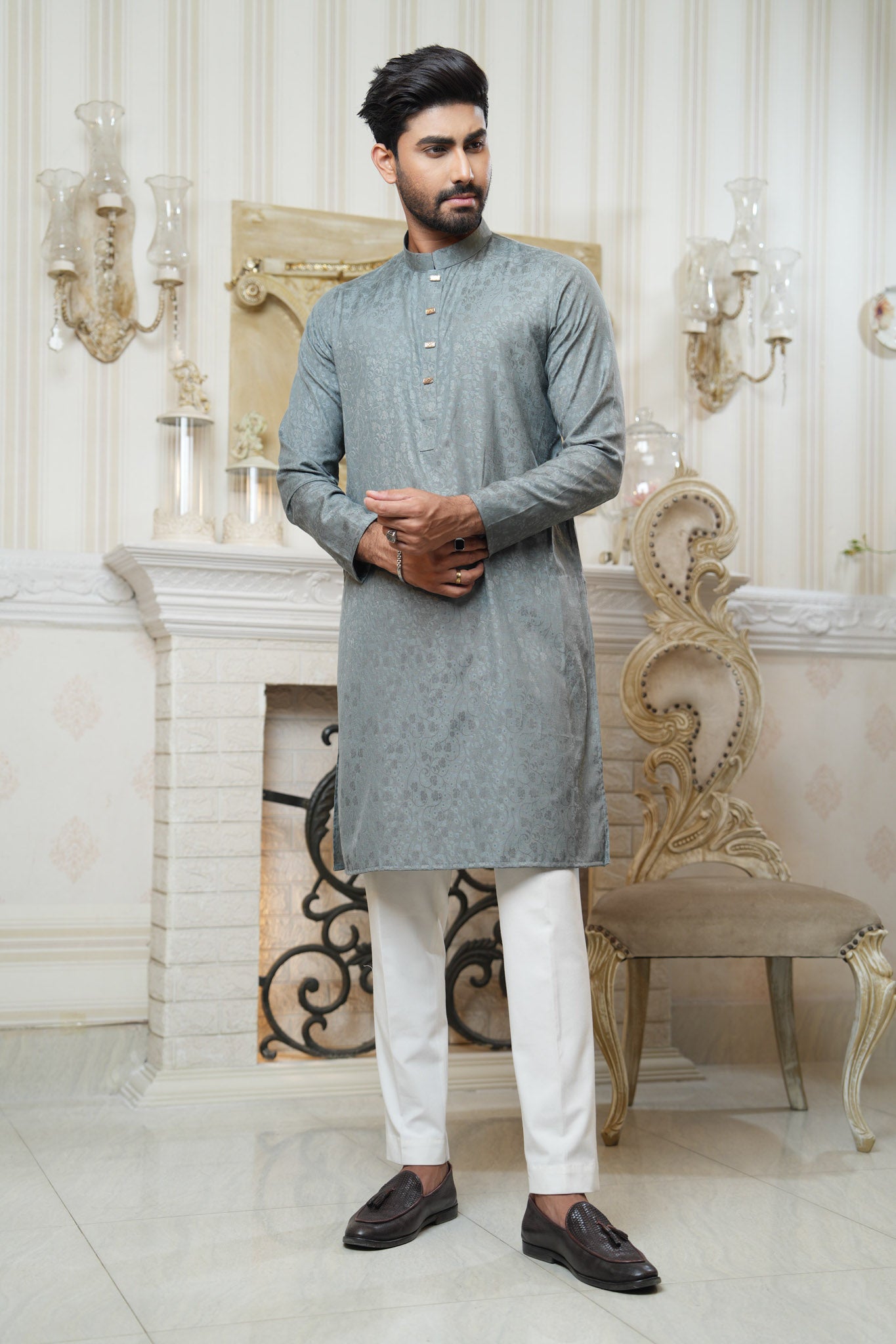 Slim Fit Cotton Semi-Formal Panjabi