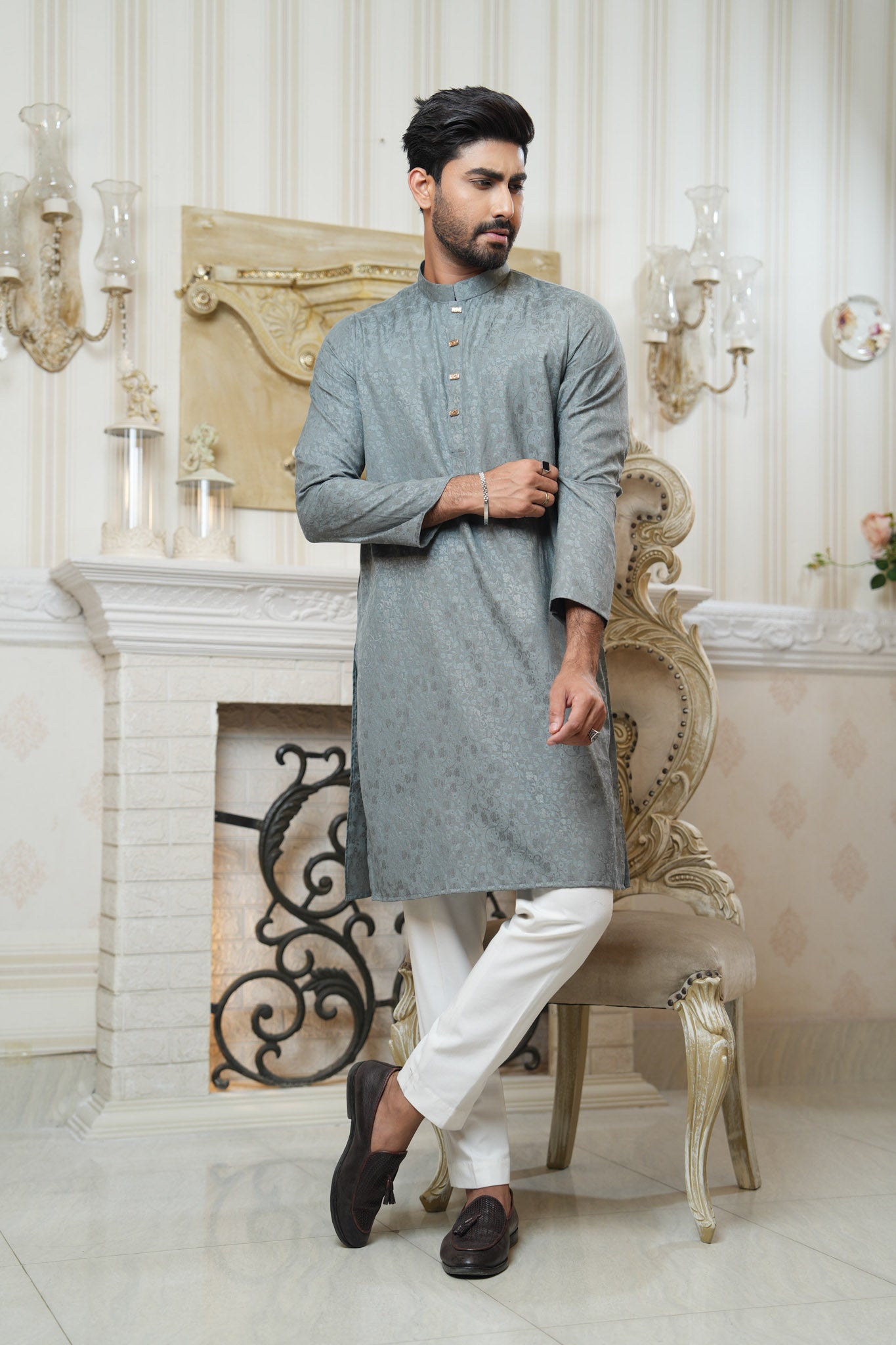 Slim Fit Cotton Semi-Formal Panjabi