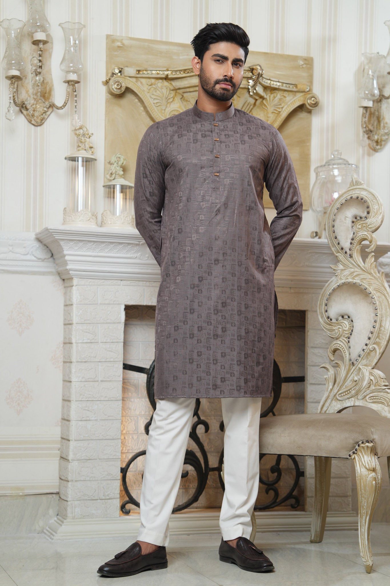 Slim Fit Cotton Semi-Formal Panjabi