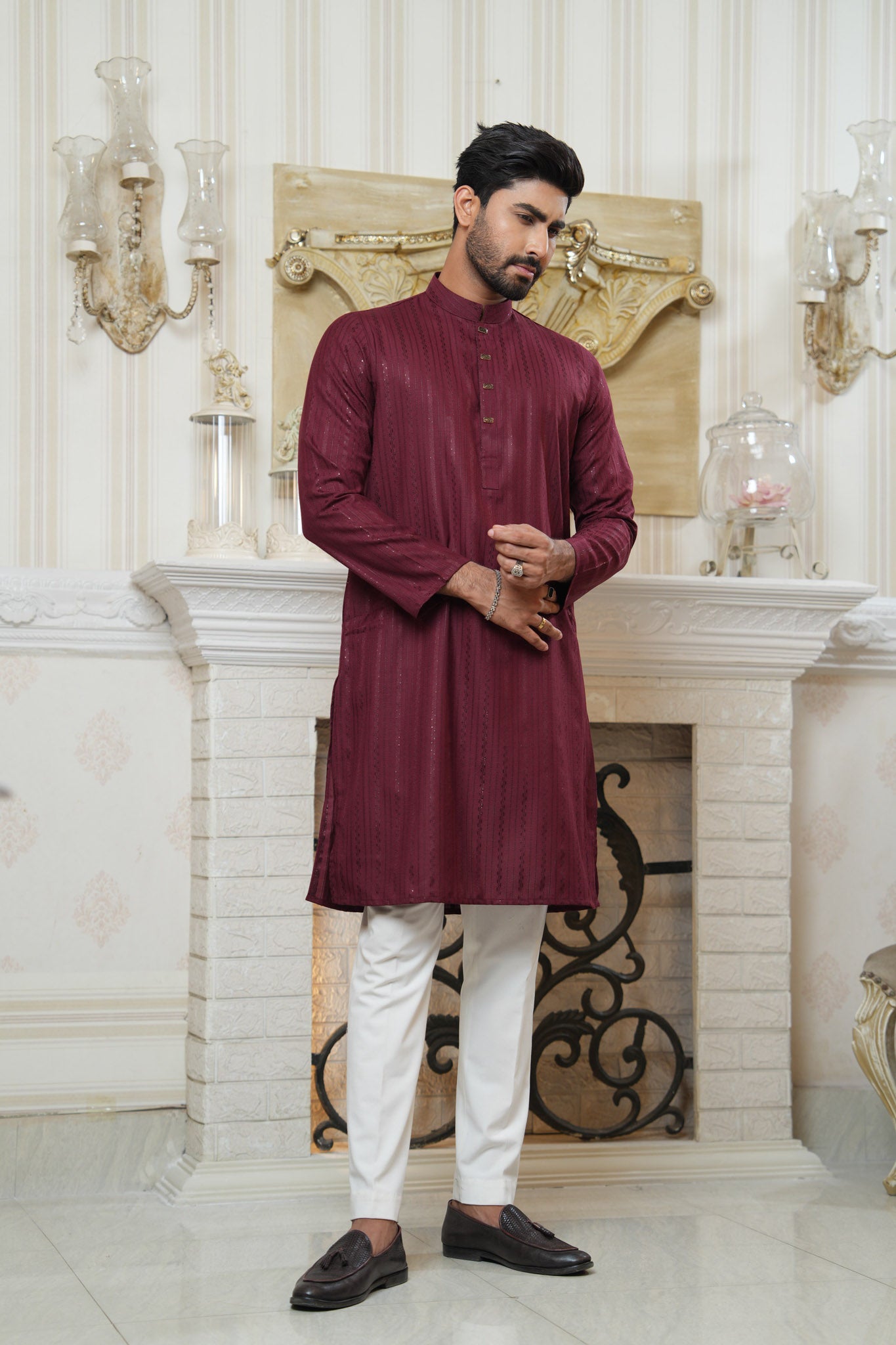 Sequence Jacquard Panjabi Slim Fit
