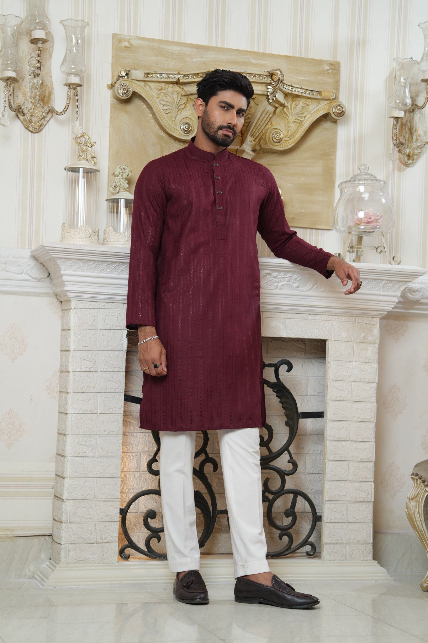 Sequence Jacquard Panjabi Slim Fit
