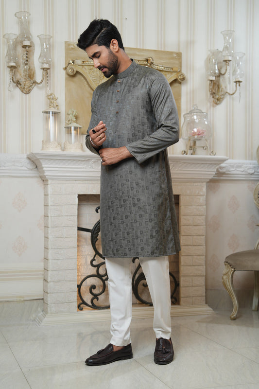Slim Fit Cotton Semi-Formal Panjabi