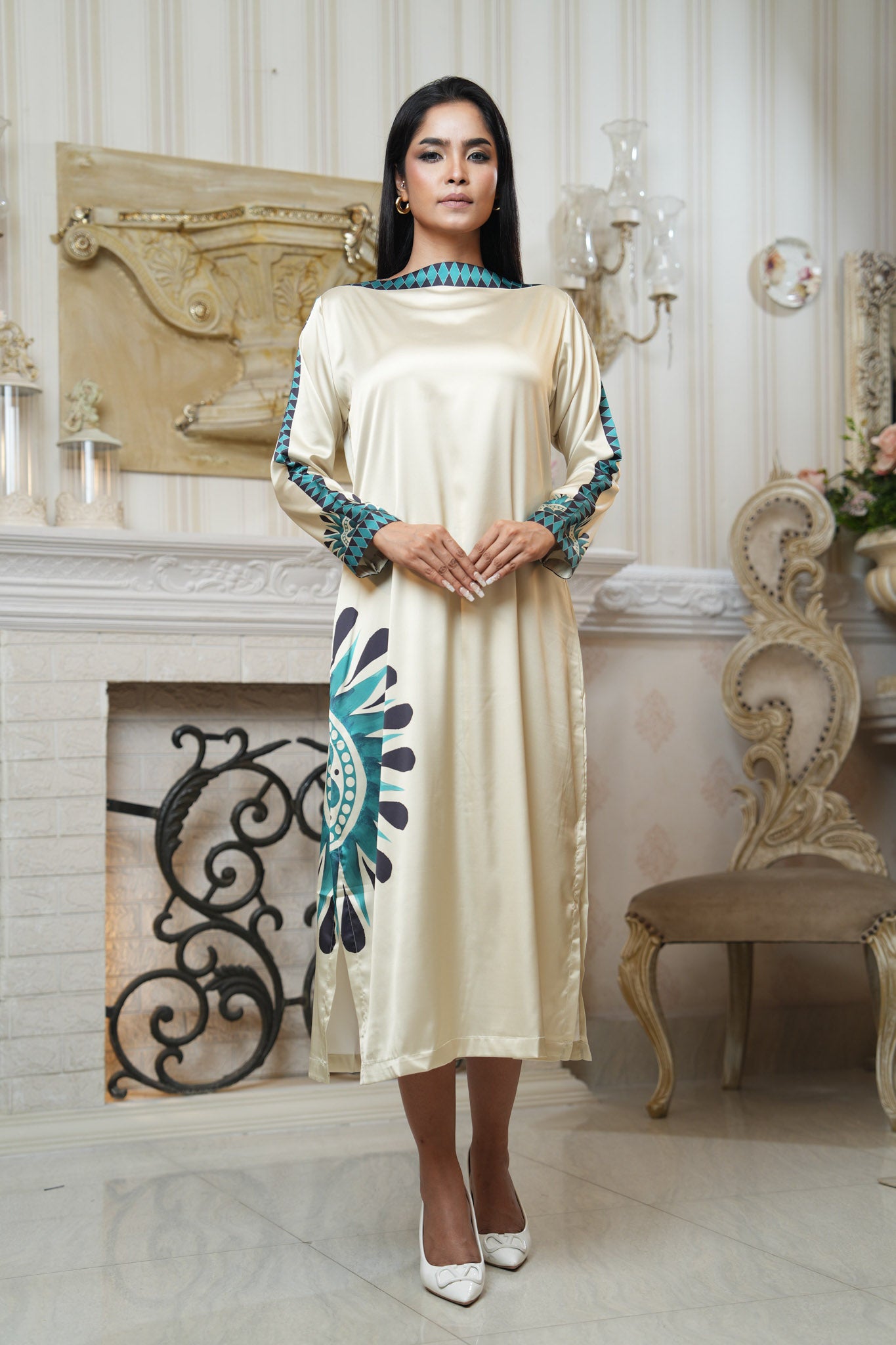 Printed Long Silk Outfit