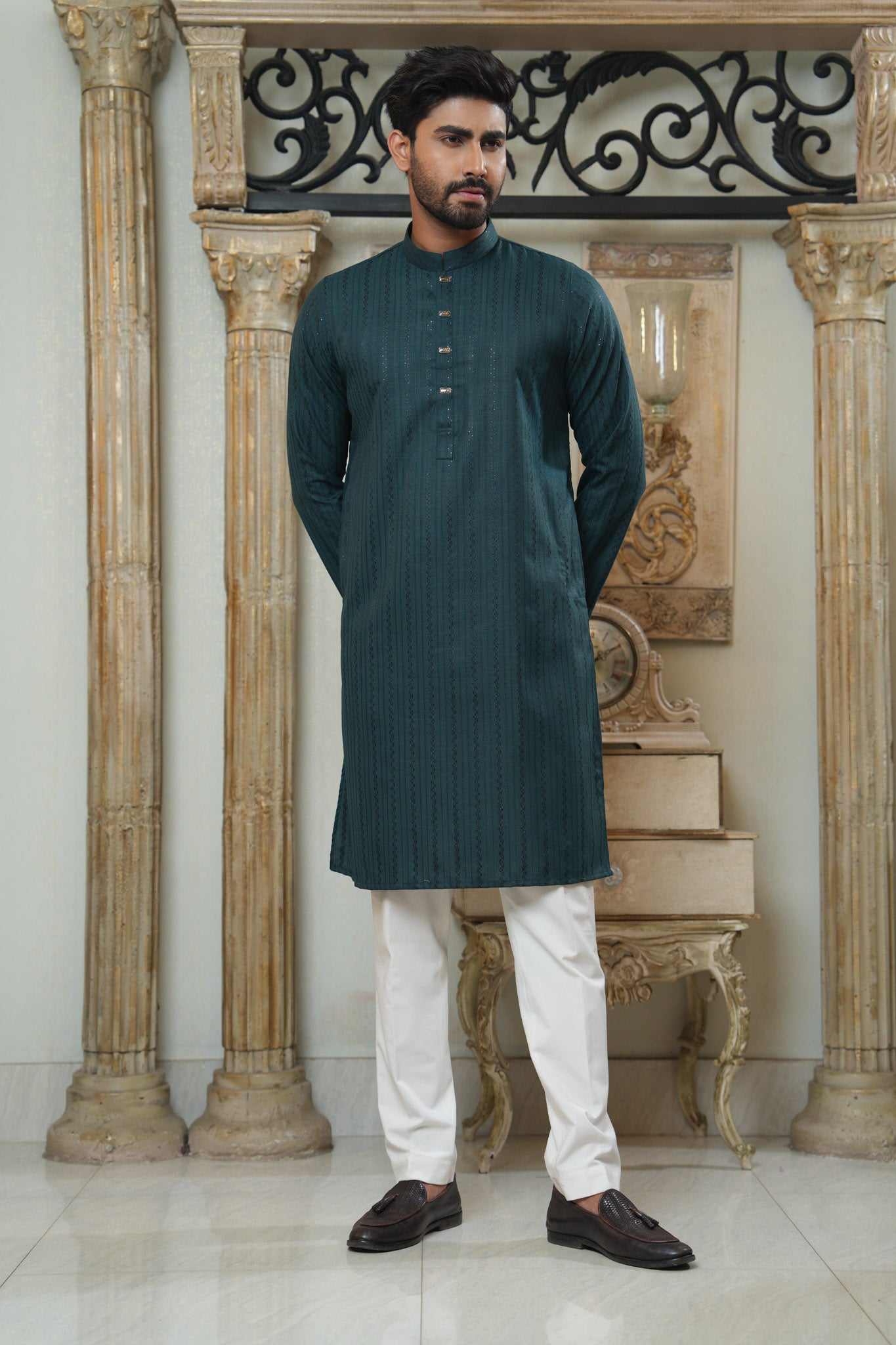 Sequence Jacquard Panjabi Slim Fit