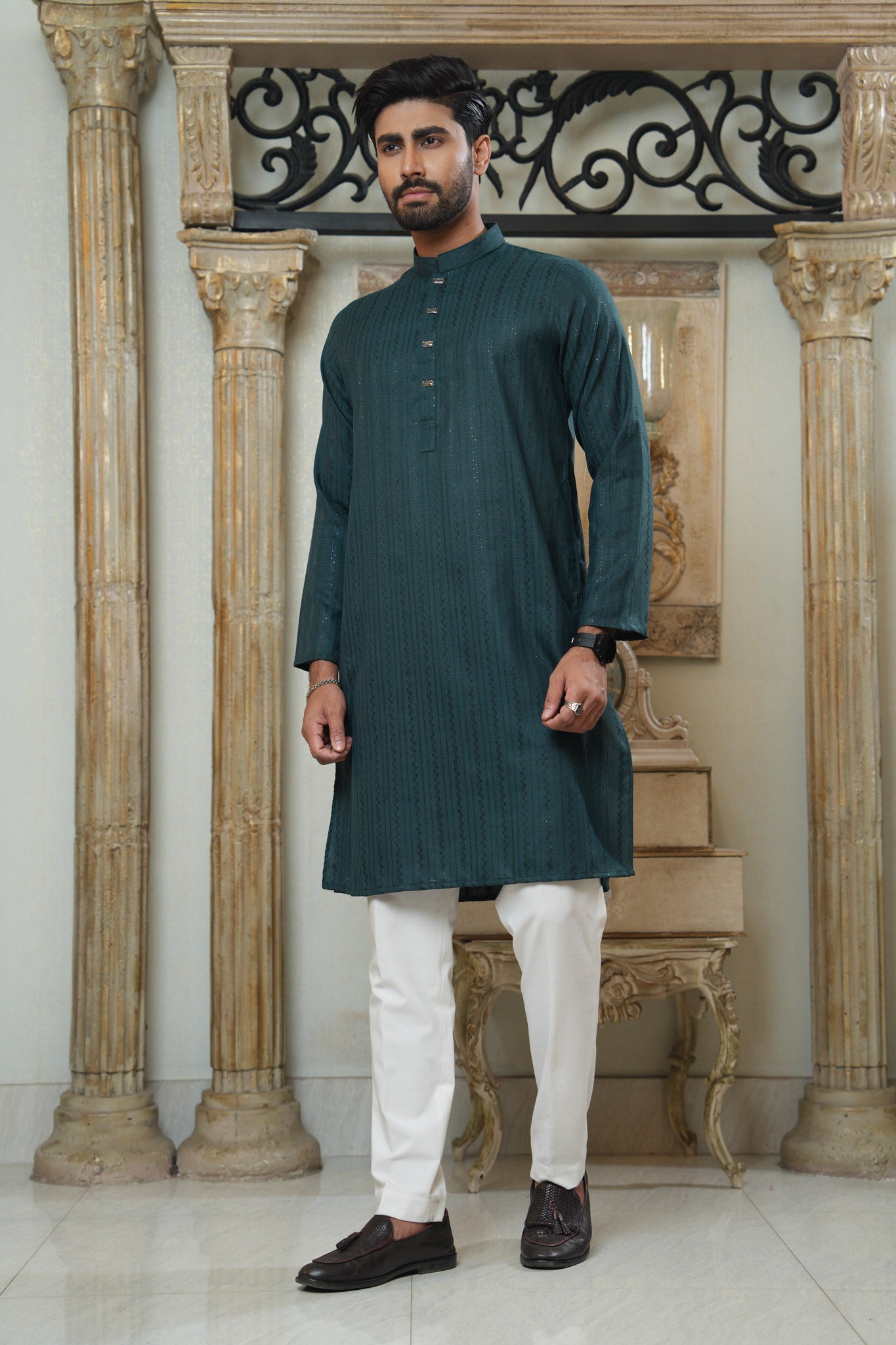 Sequence Jacquard Panjabi Slim Fit