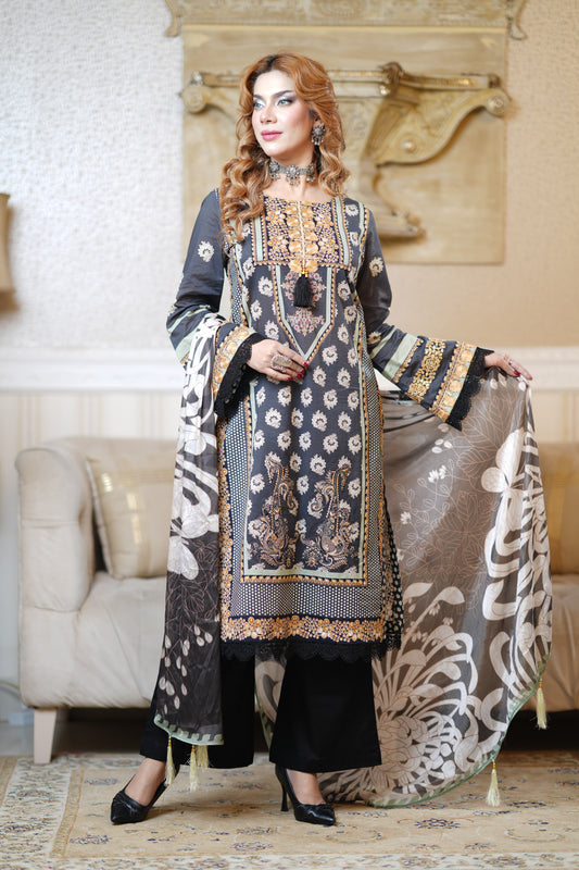 3 Piece - Printed Lawn Suit