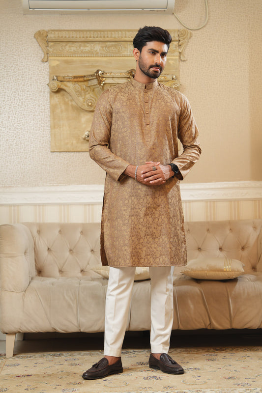 Regular Fit Cotton Semi-Formal Panjabi