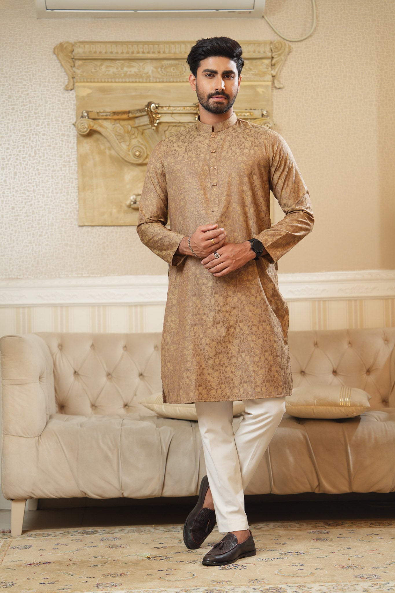 Regular Fit Cotton Semi-Formal Panjabi