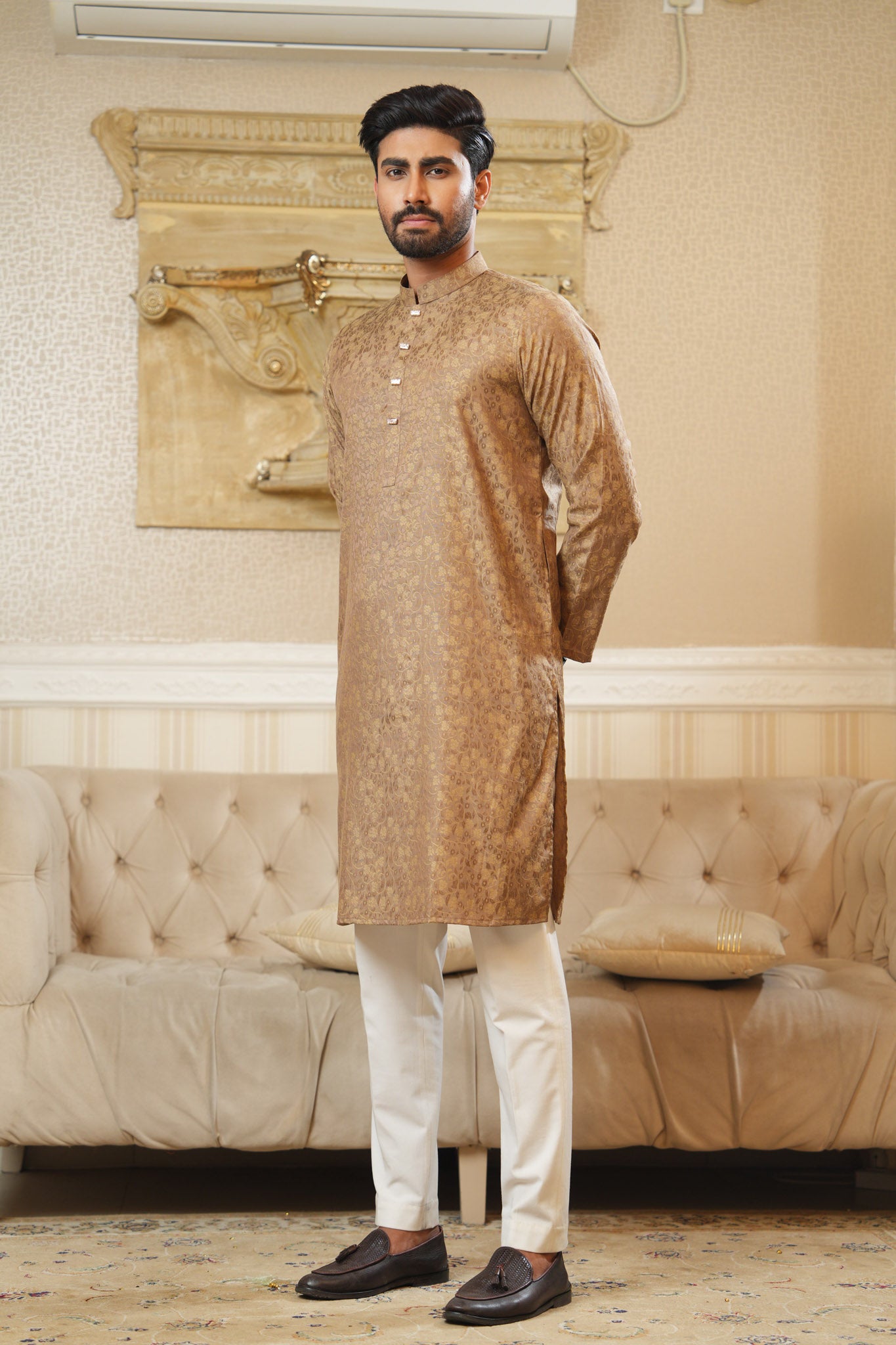 Regular Fit Cotton Semi-Formal Panjabi
