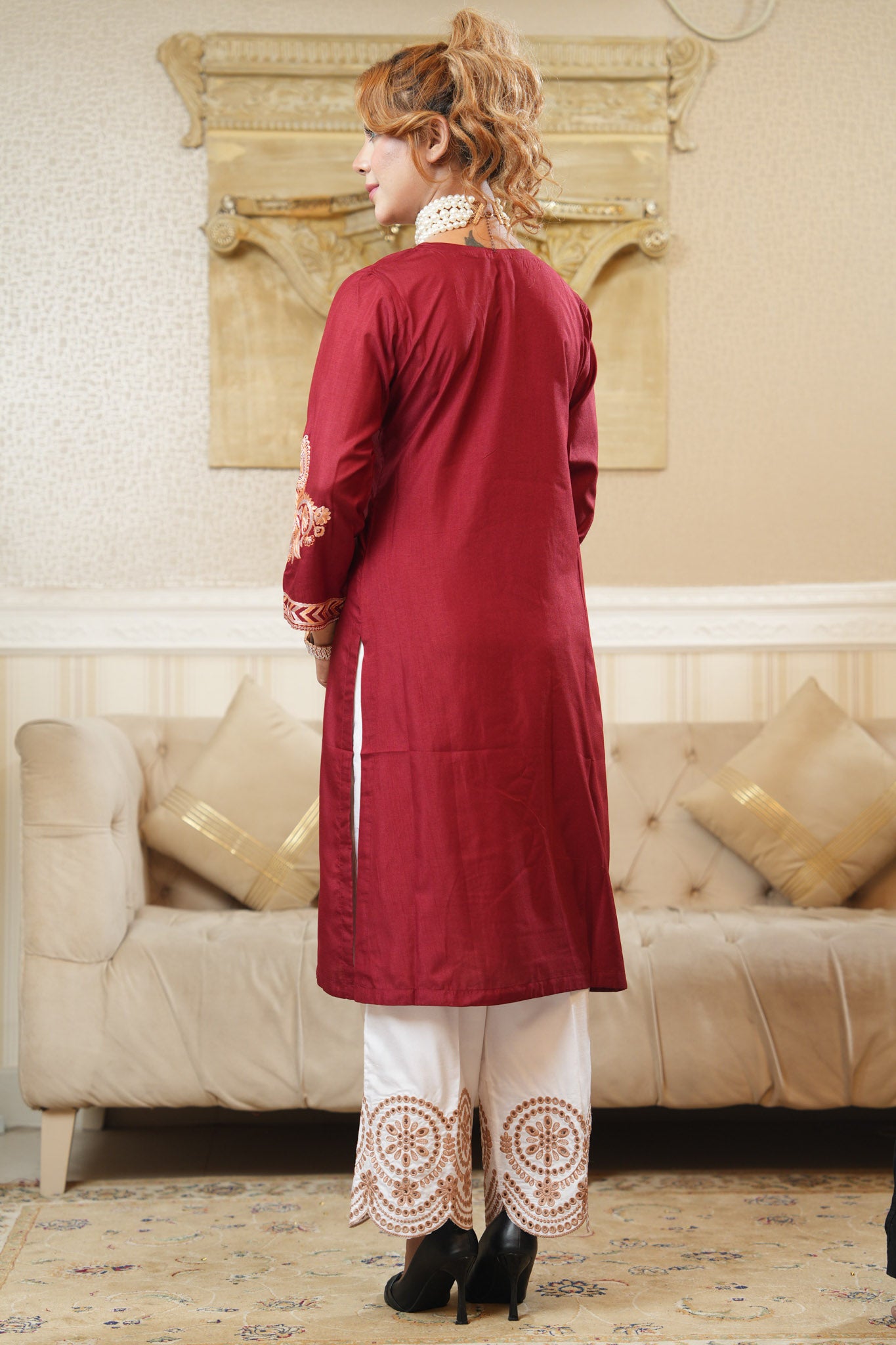 Embroidered Khaddi Silk One Piece