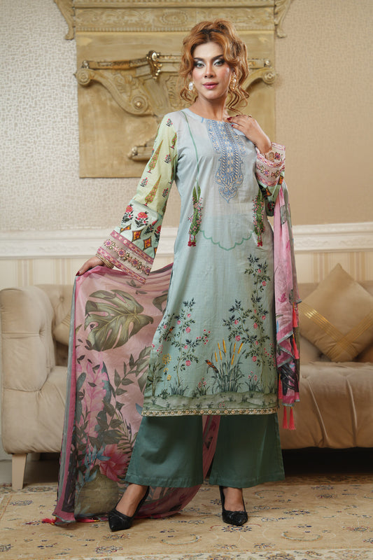 3 Piece - Printed Lawn Suit