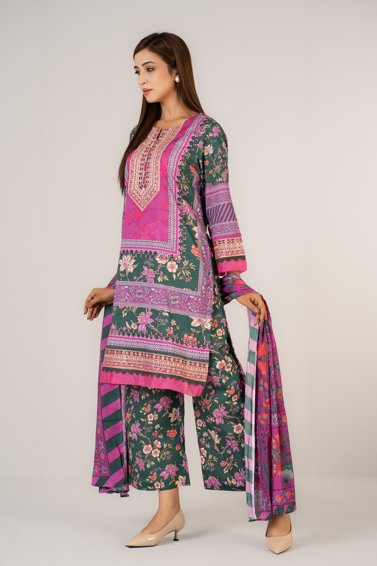 Colourful Floral Printed 3 Pcs Set
