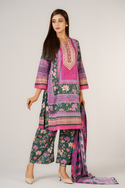 Colourful Floral Printed 3 Pcs Set