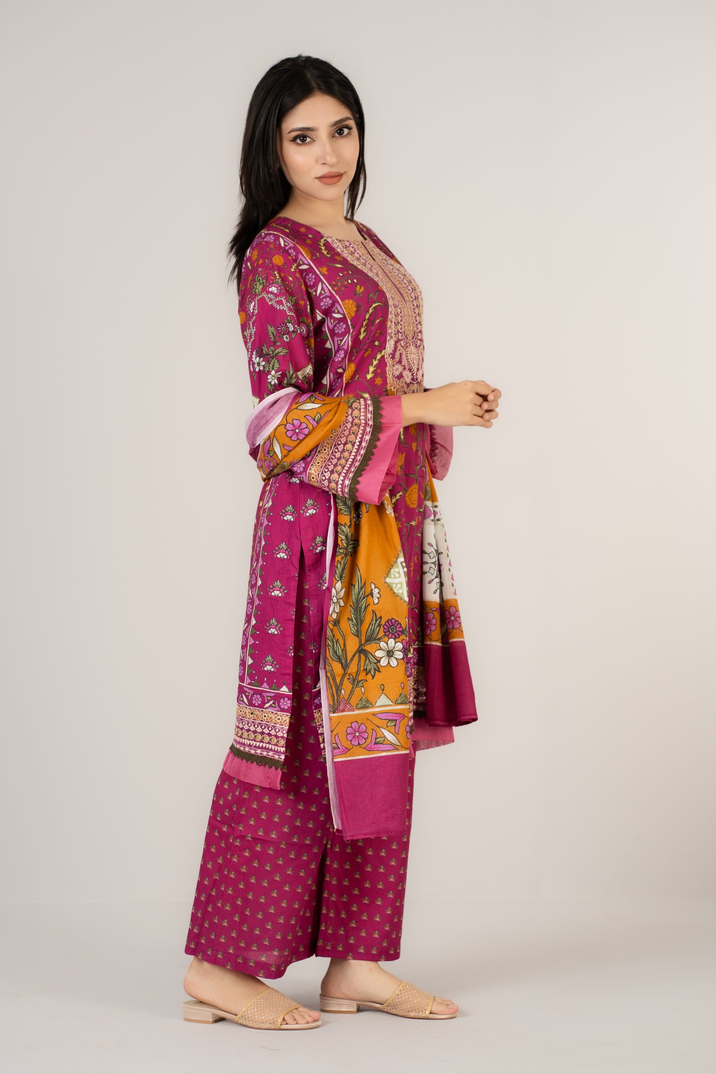 Colourful Floral Printed 3 Pcs Set