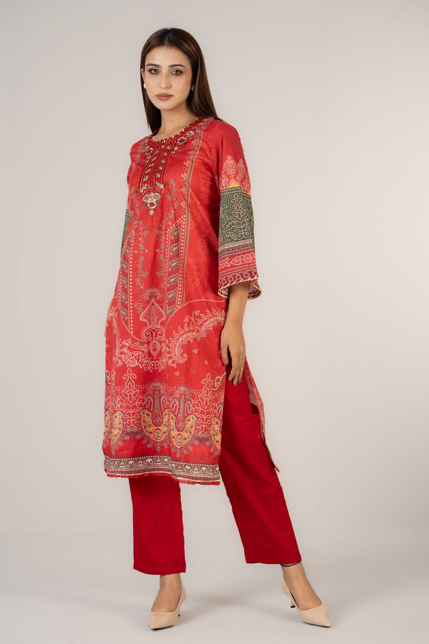 Bright Red Cotton 3 Pcs Set