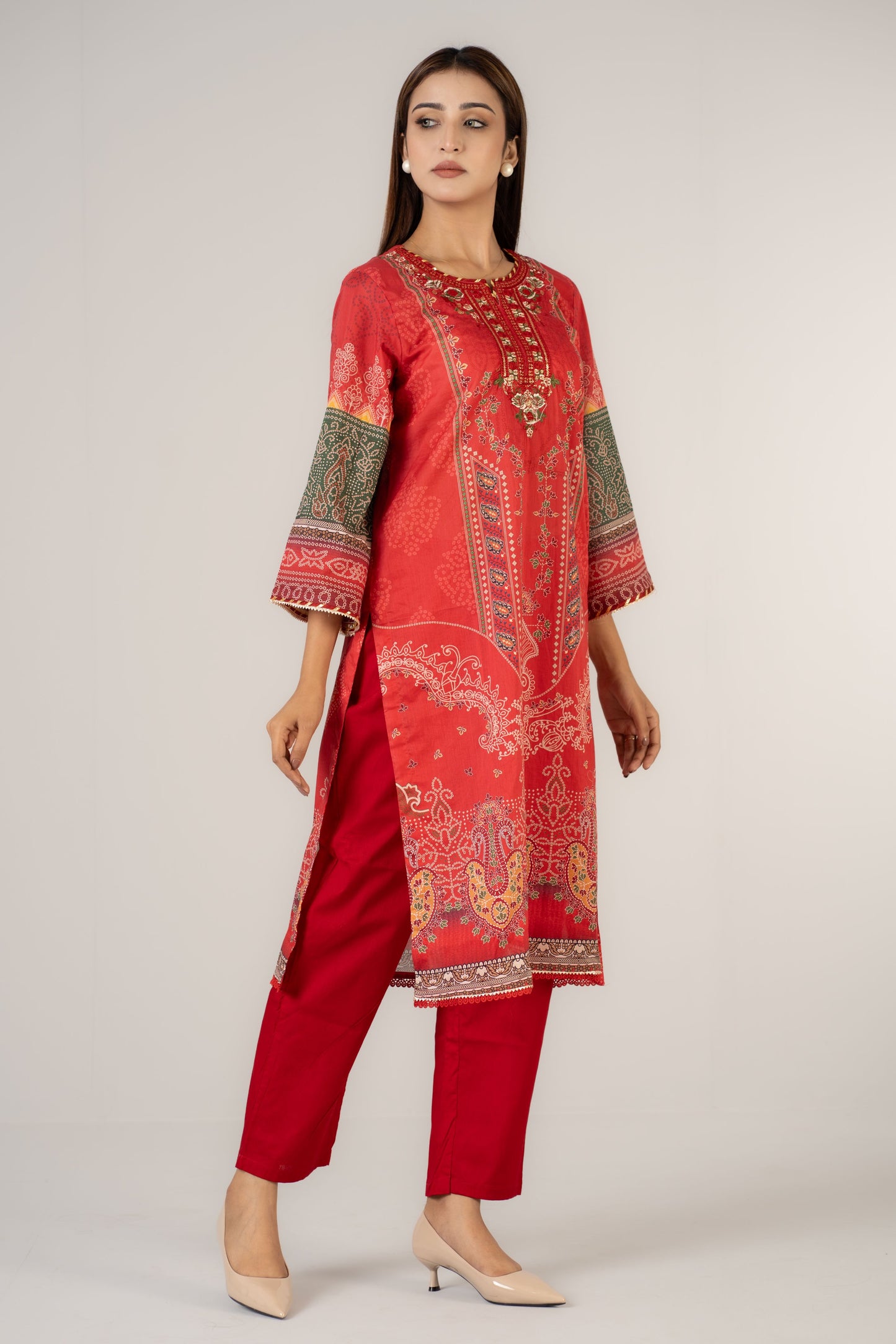 Bright Red Cotton 3 Pcs Set