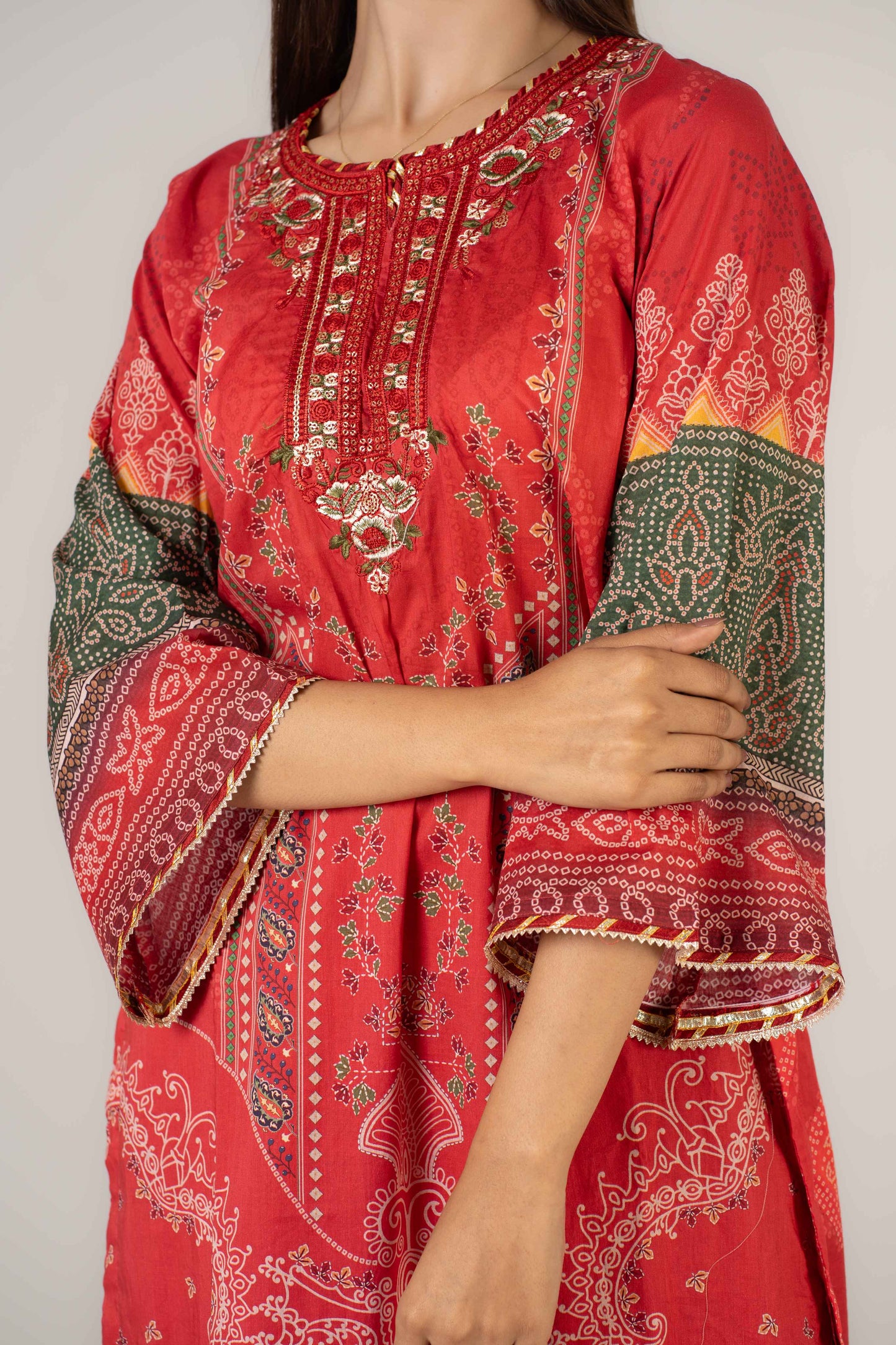 Bright Red Cotton 3 Pcs Set