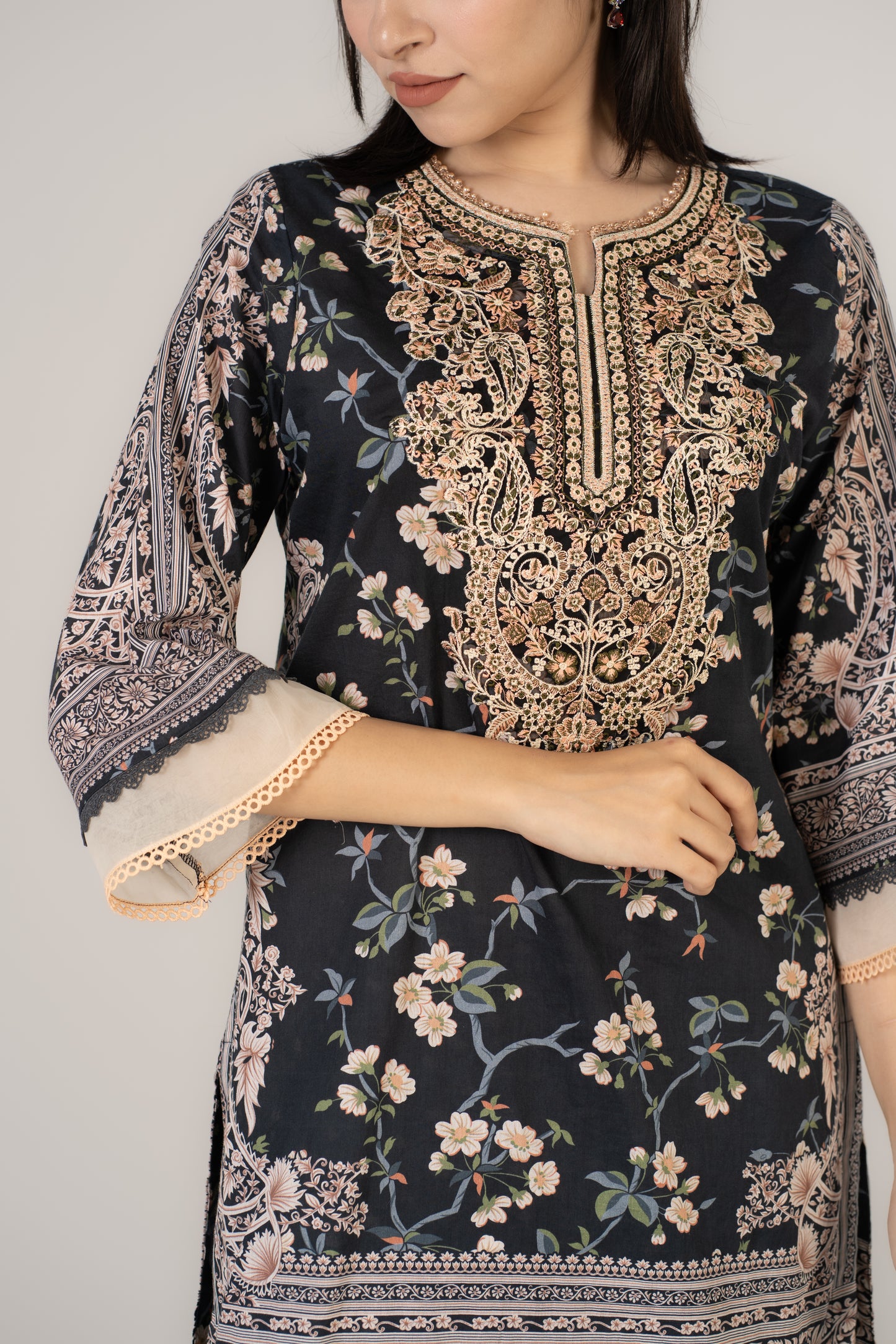 Printed Black 3 Pcs Set