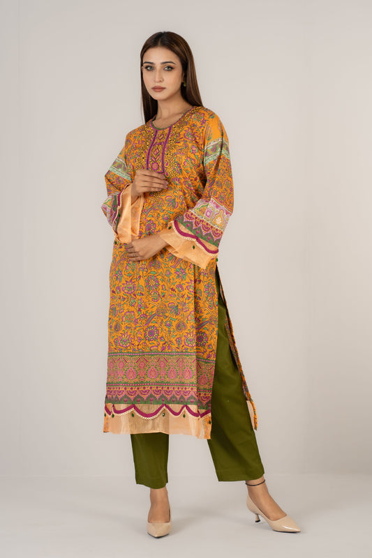 Printed Cotton Burnt Orange 2 Pcs Set