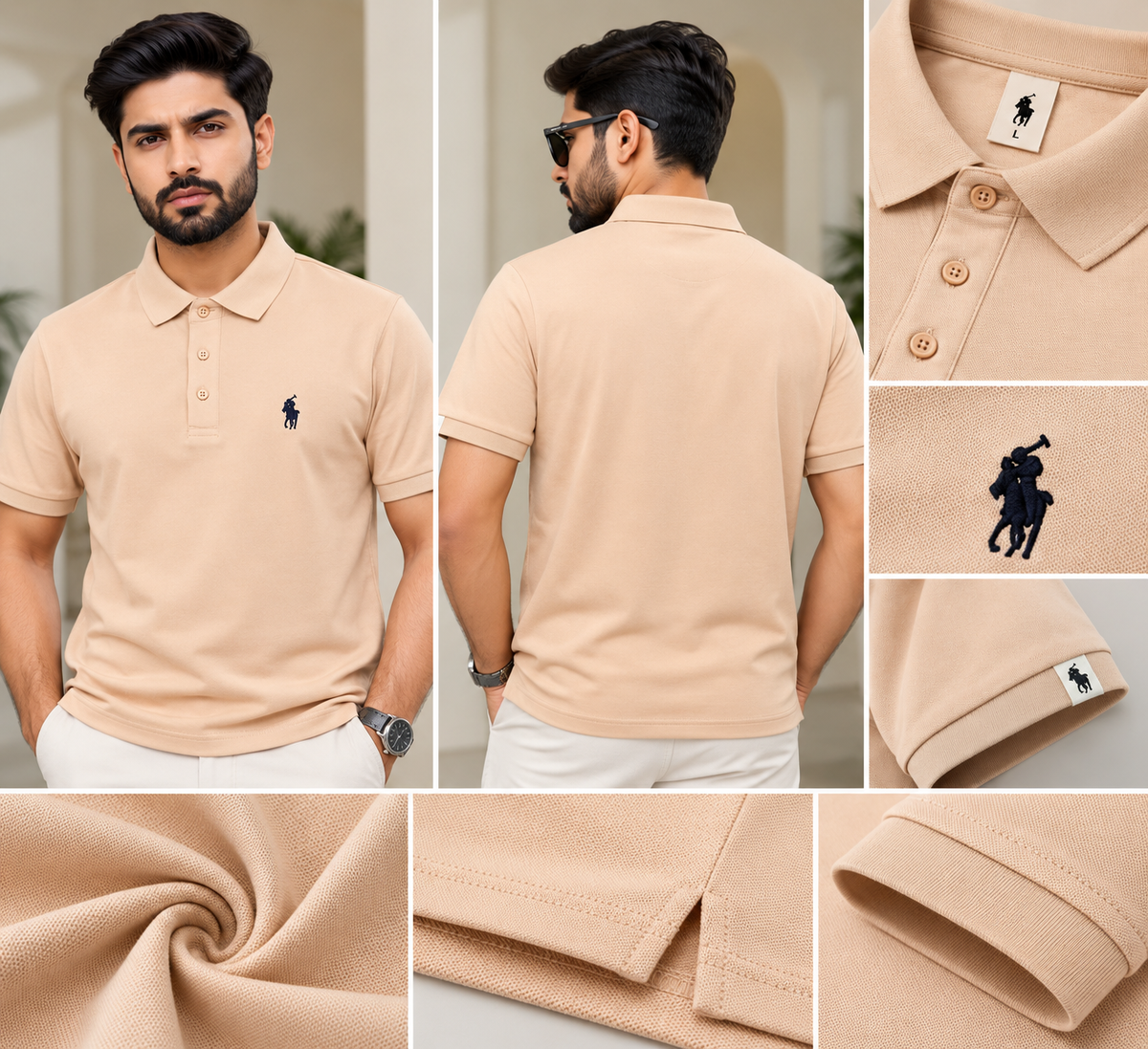 Premium Polo Shirt – Peach Beige