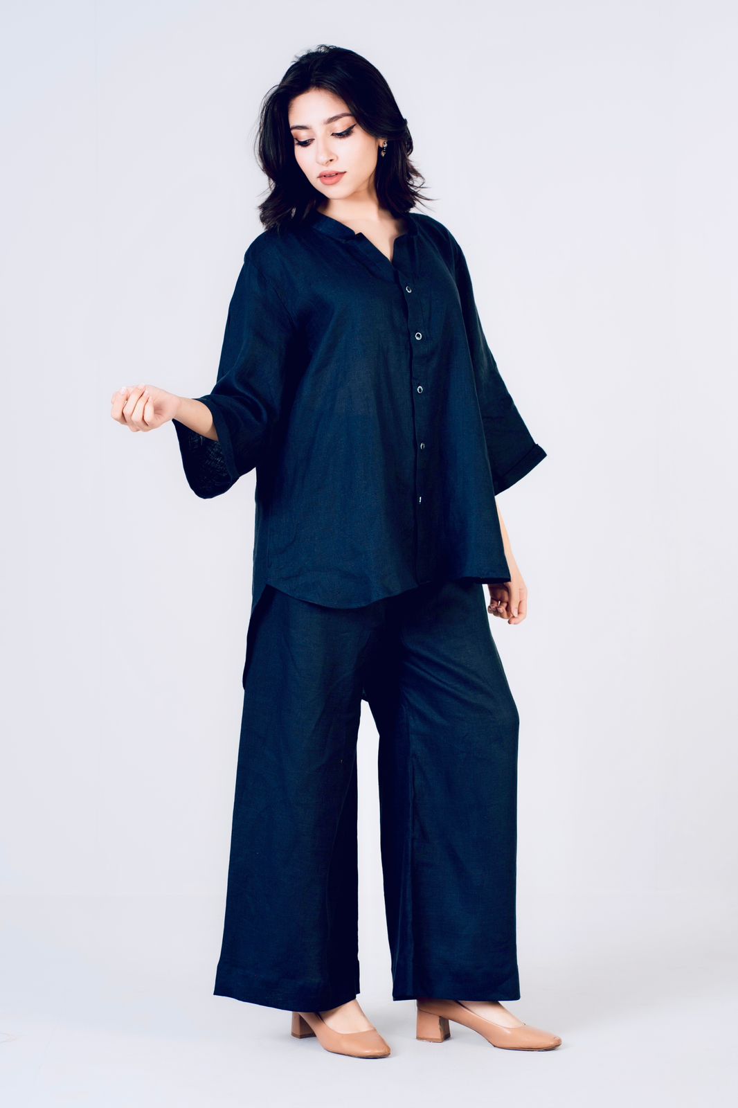 Navy Blue Premium Linen Co-ord Set