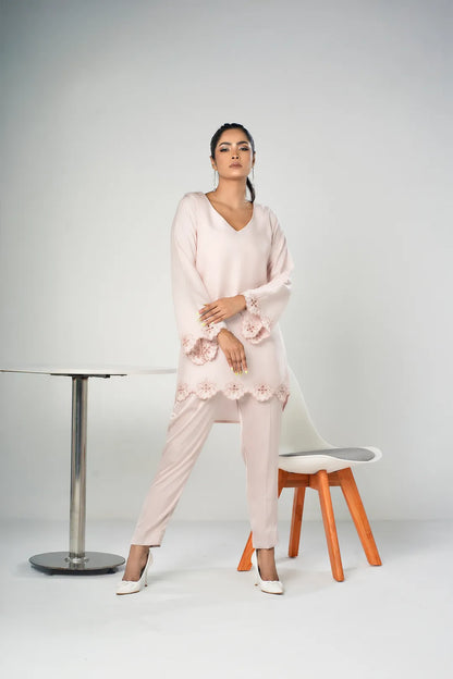 Embroidered Co-Ord Set (Cream)