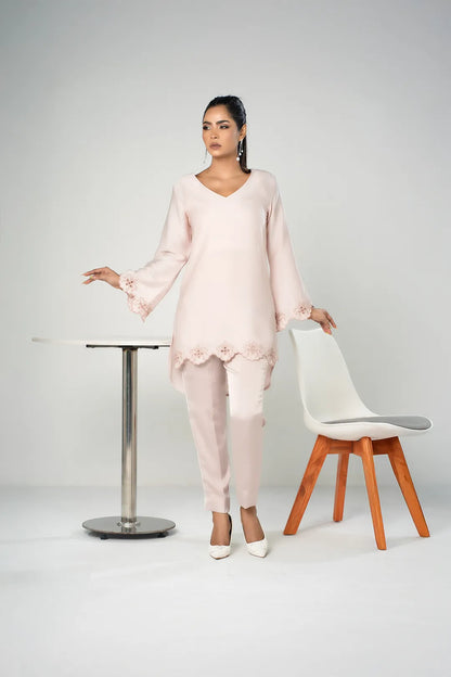 Embroidered Co-Ord Set (Cream)