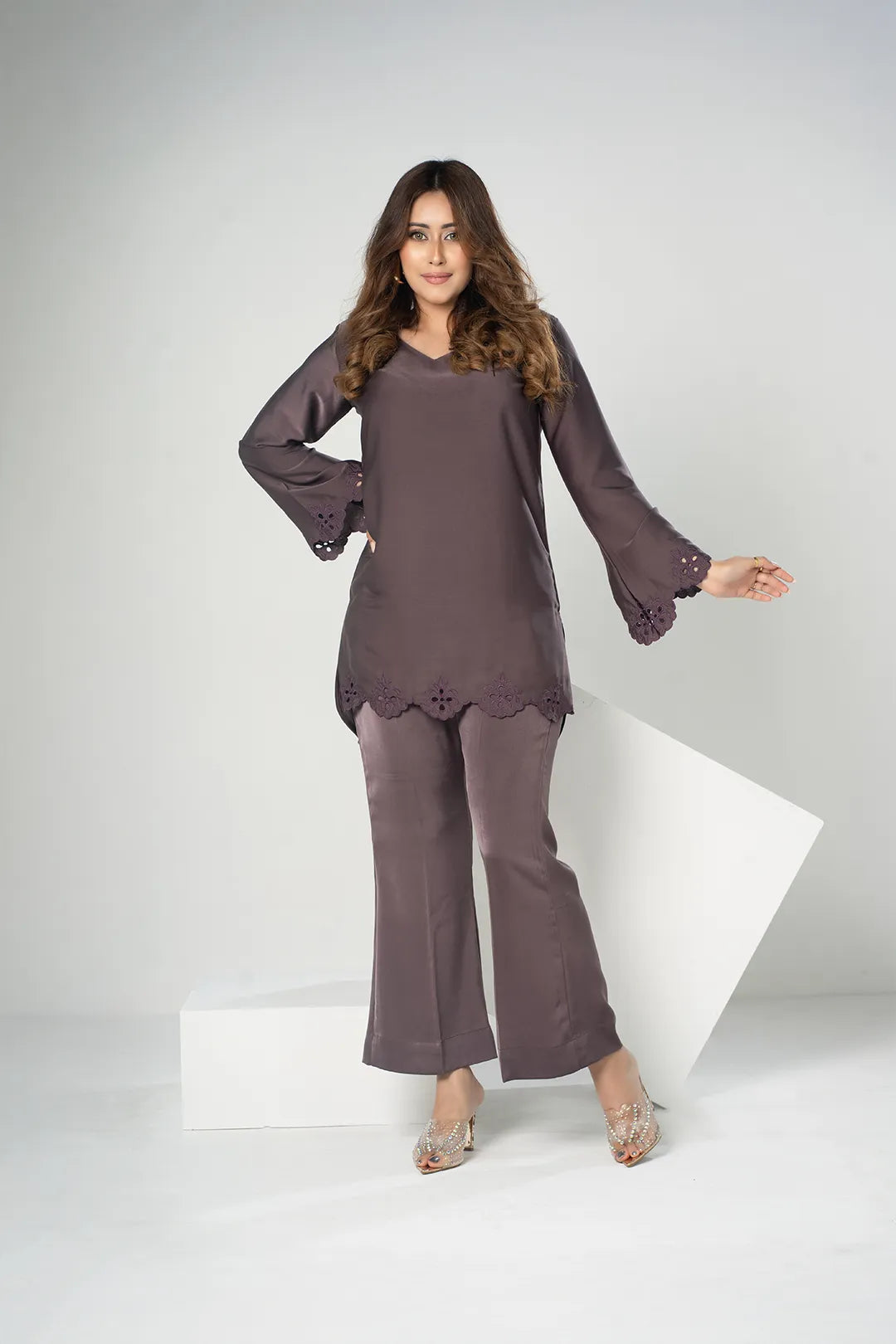 Embroidered Co-Ord Set (Coffee)