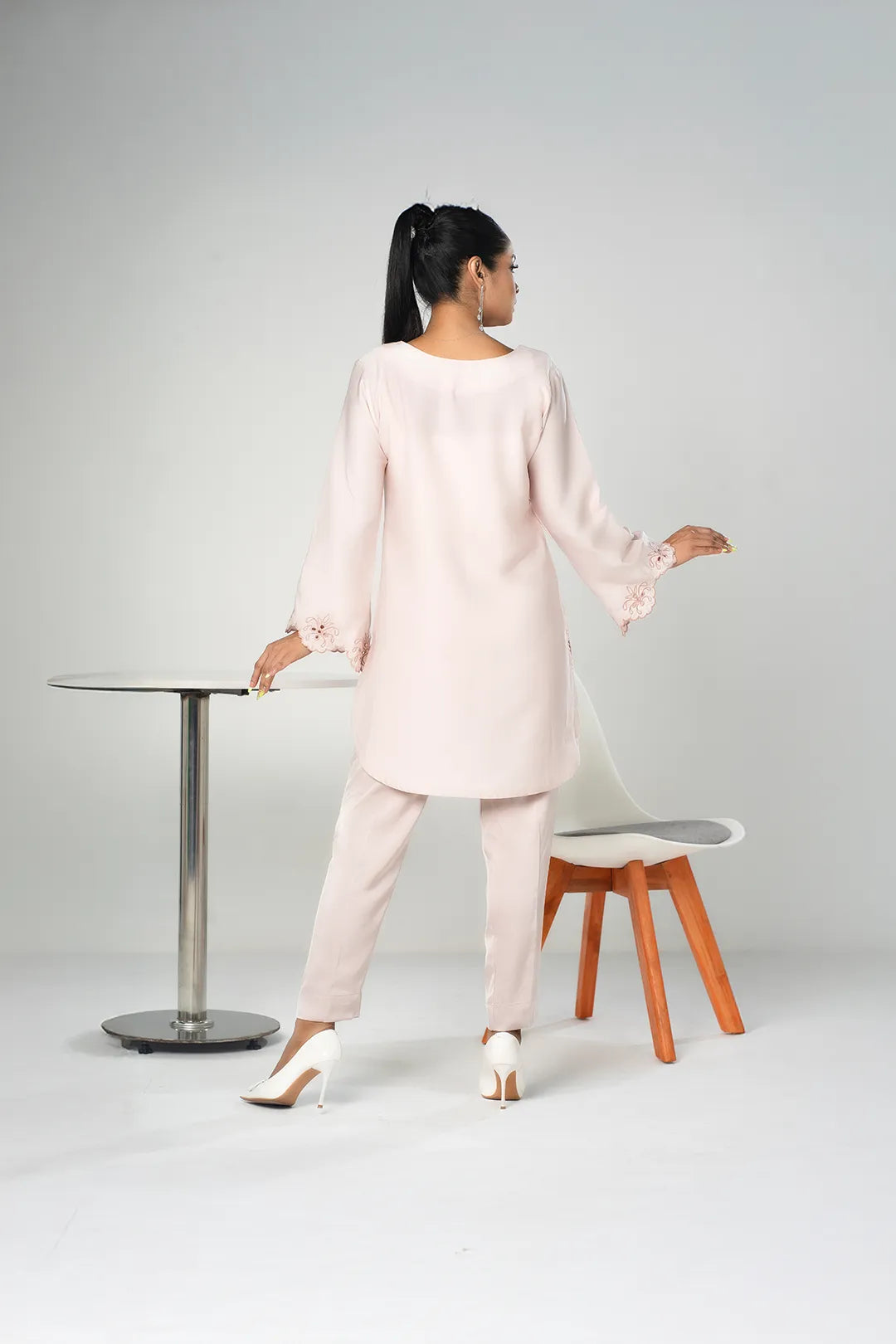 Embroidered Co-Ord Set (Cream)