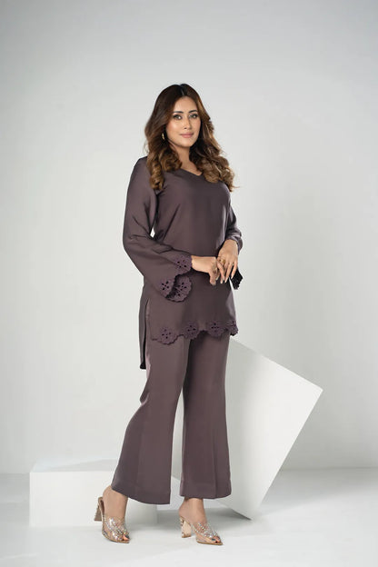 Embroidered Co-Ord Set (Coffee)