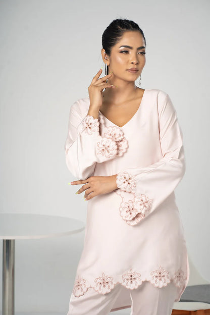 Embroidered Co-Ord Set (Cream)