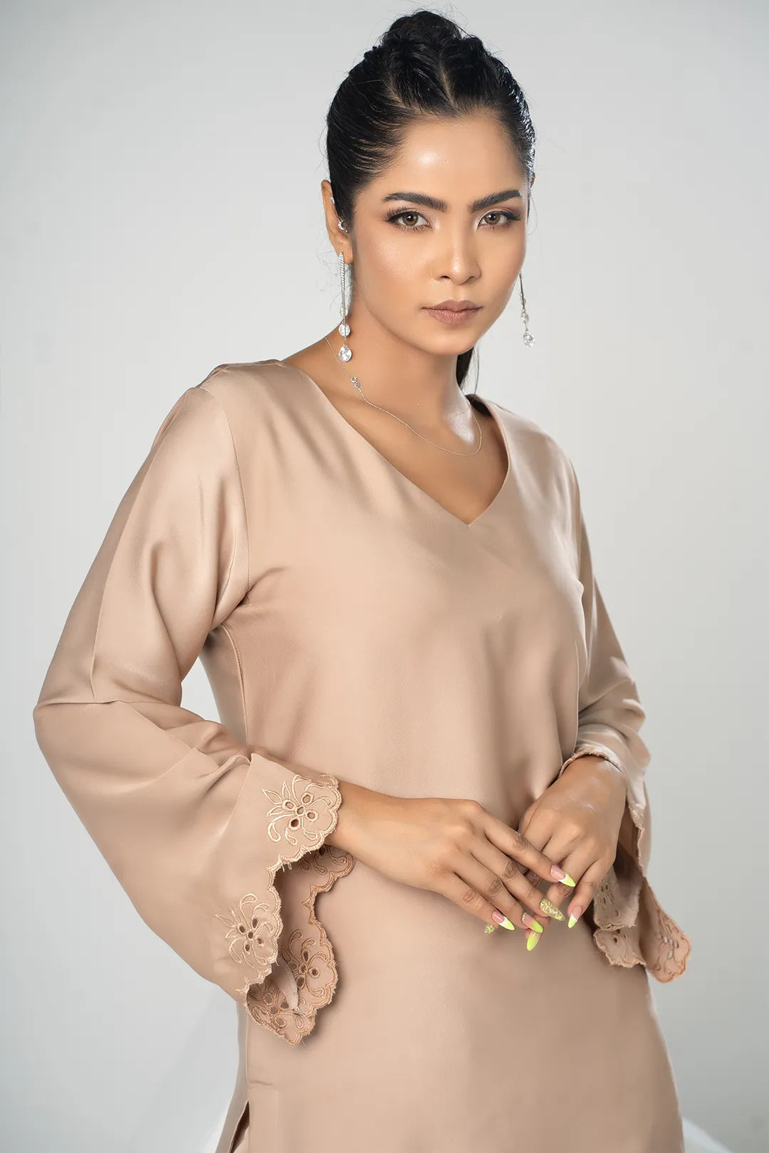 Embroidered Co-Ord Set (Beige)