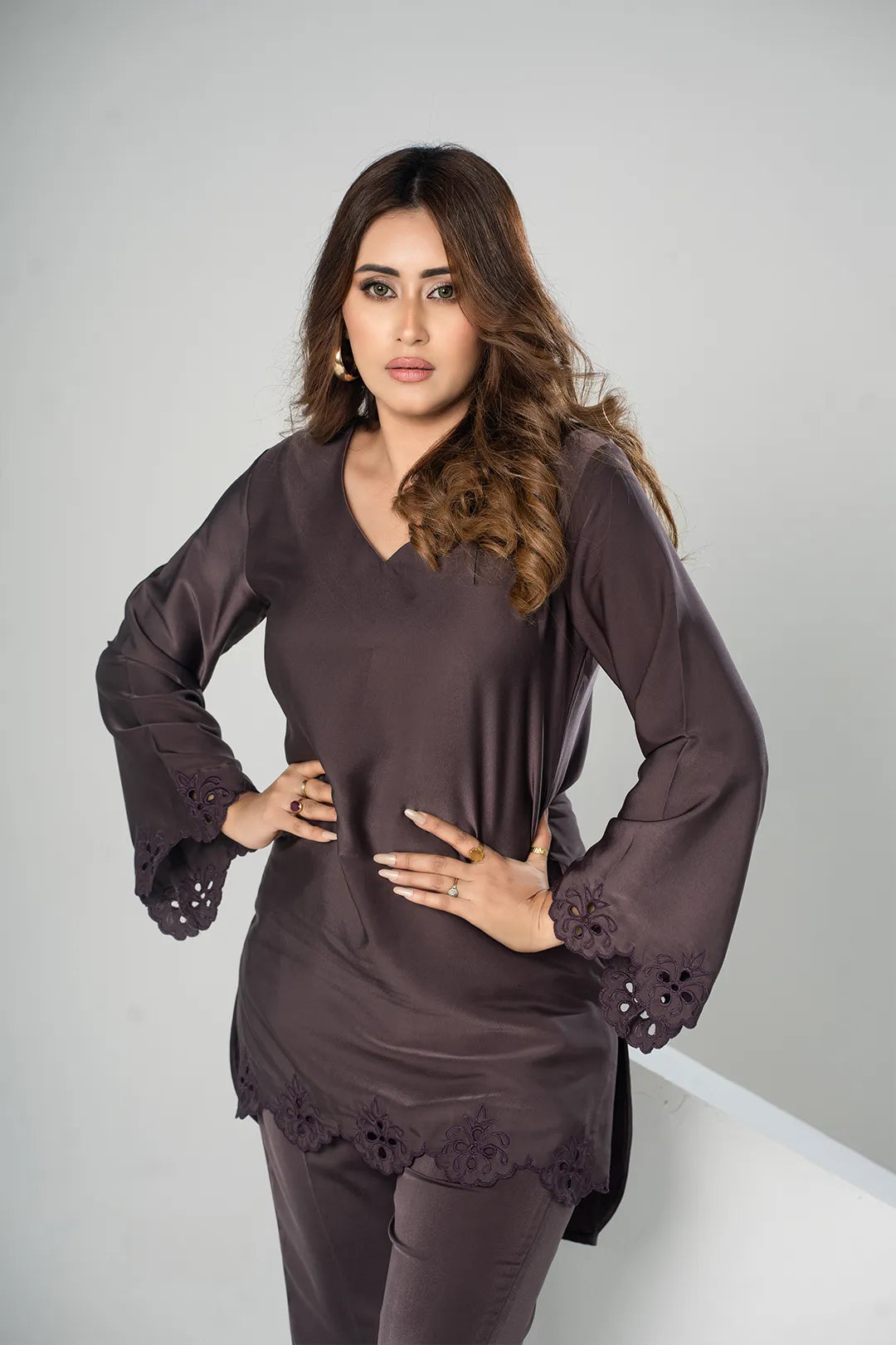 Embroidered Co-Ord Set (Coffee)