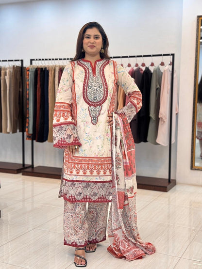Diva Embroidered with printed Piece Lawn Suits