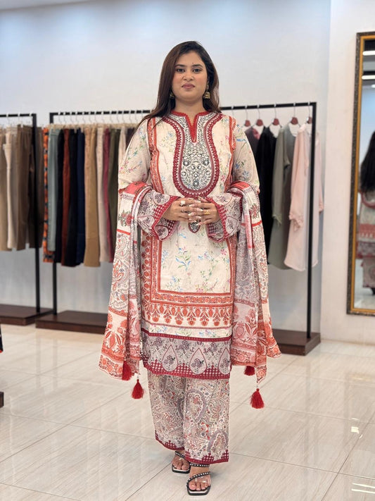 Diva Embroidered with printed Piece Lawn Suits