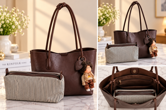 Premium Chocolate Brown Tote Bag Set