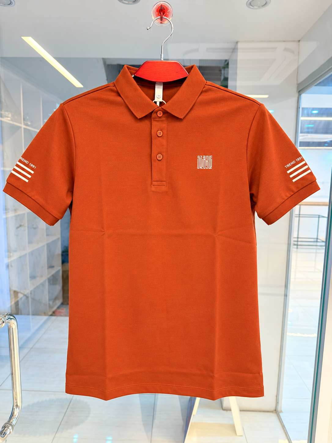 Premium Men’s Polo Shirt – Rust Orange