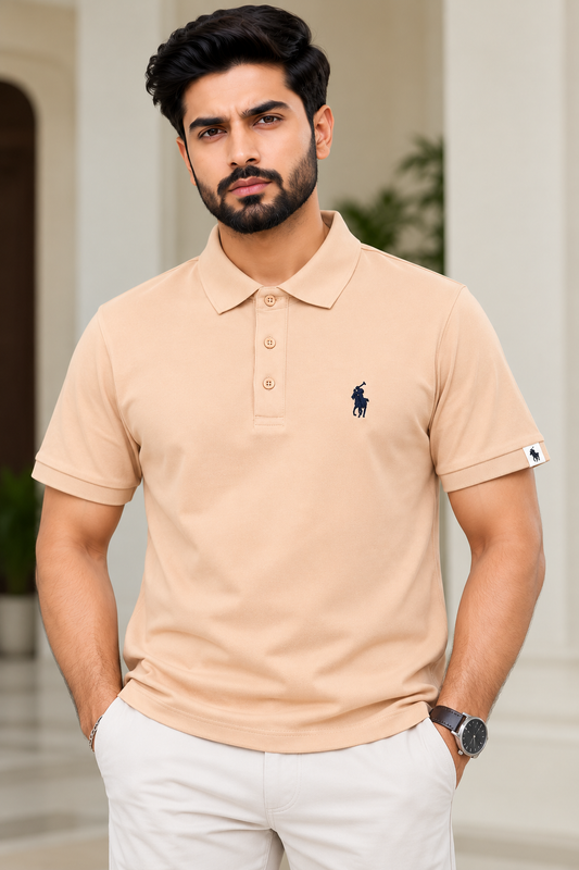 Premium Polo Shirt – Peach Beige