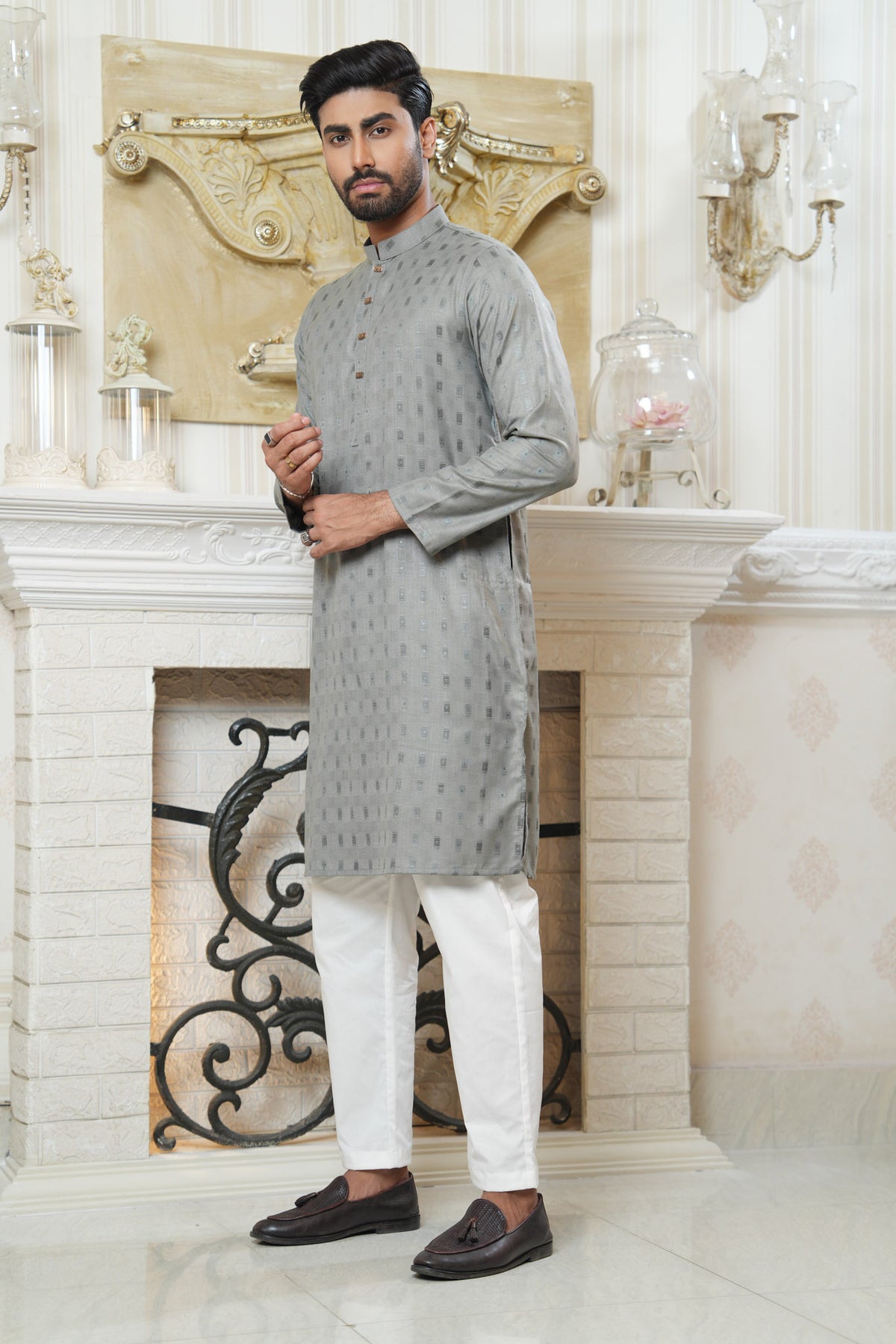 Slim Fit Cotton Semi-Formal Panjabi